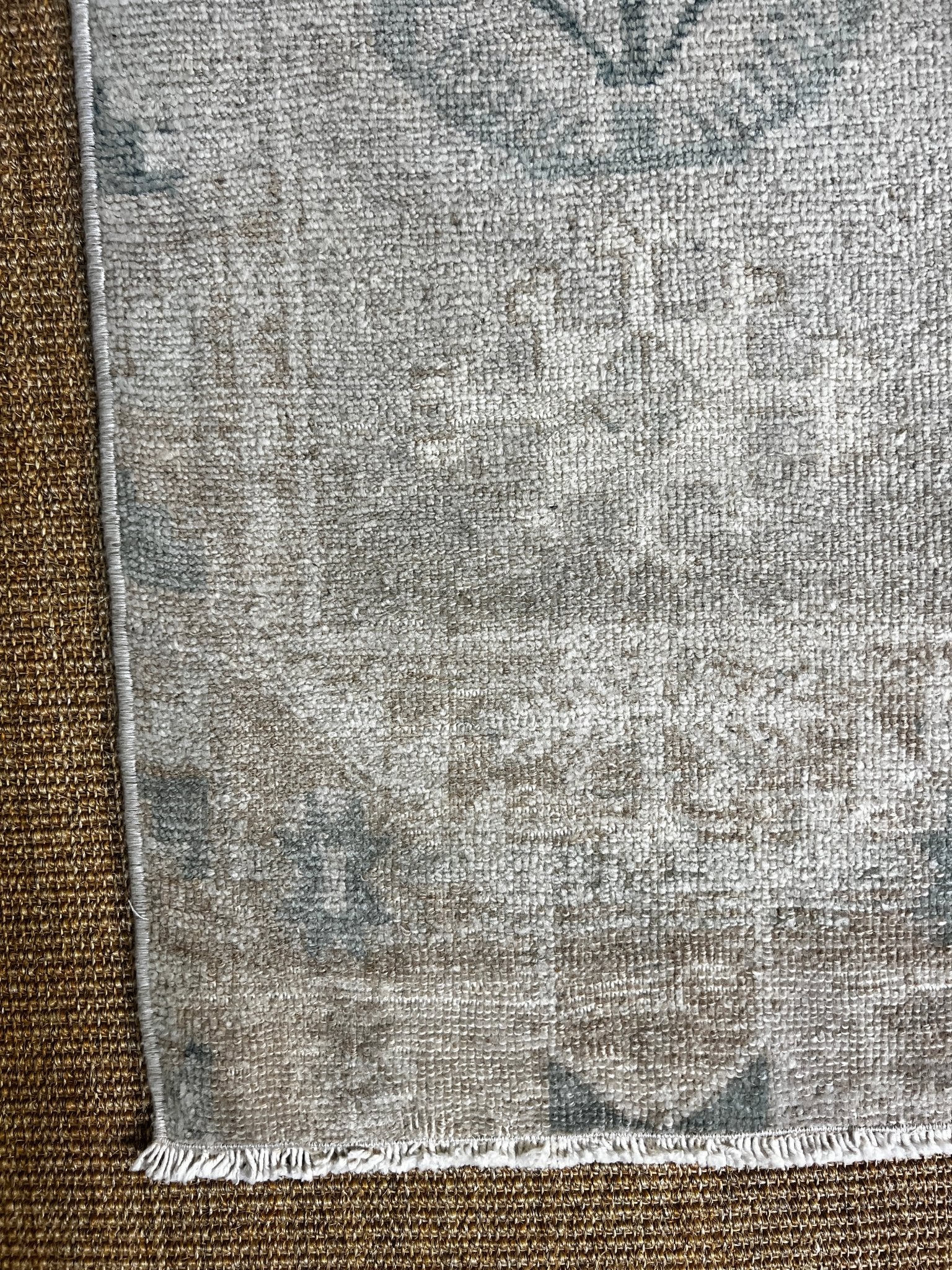 Vintage 1.6x3.5 Silver and Blue Turkish Oushak Small Rug | Banana Manor Rug Factory Outlet