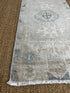 Vintage 1.6x3.5 Silver and Blue Turkish Oushak Small Rug | Banana Manor Rug Factory Outlet