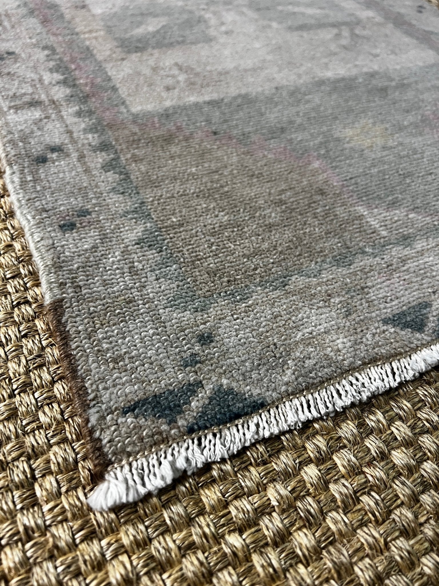 Vintage 1.7x2.11 Turkish Oushak Gray and Tan Small Rug | Banana Manor Rug Factory Outlet