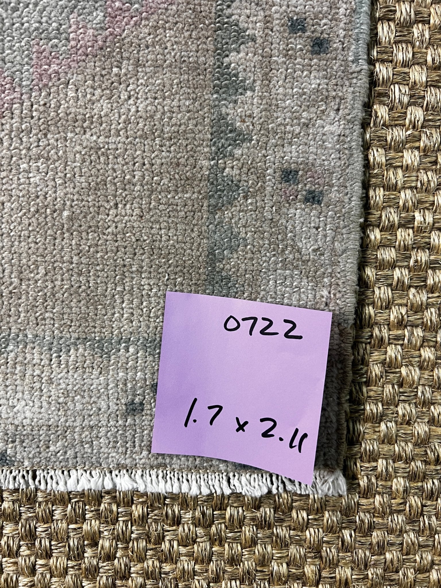 Vintage 1.7x2.11 Turkish Oushak Gray and Tan Small Rug | Banana Manor Rug Factory Outlet