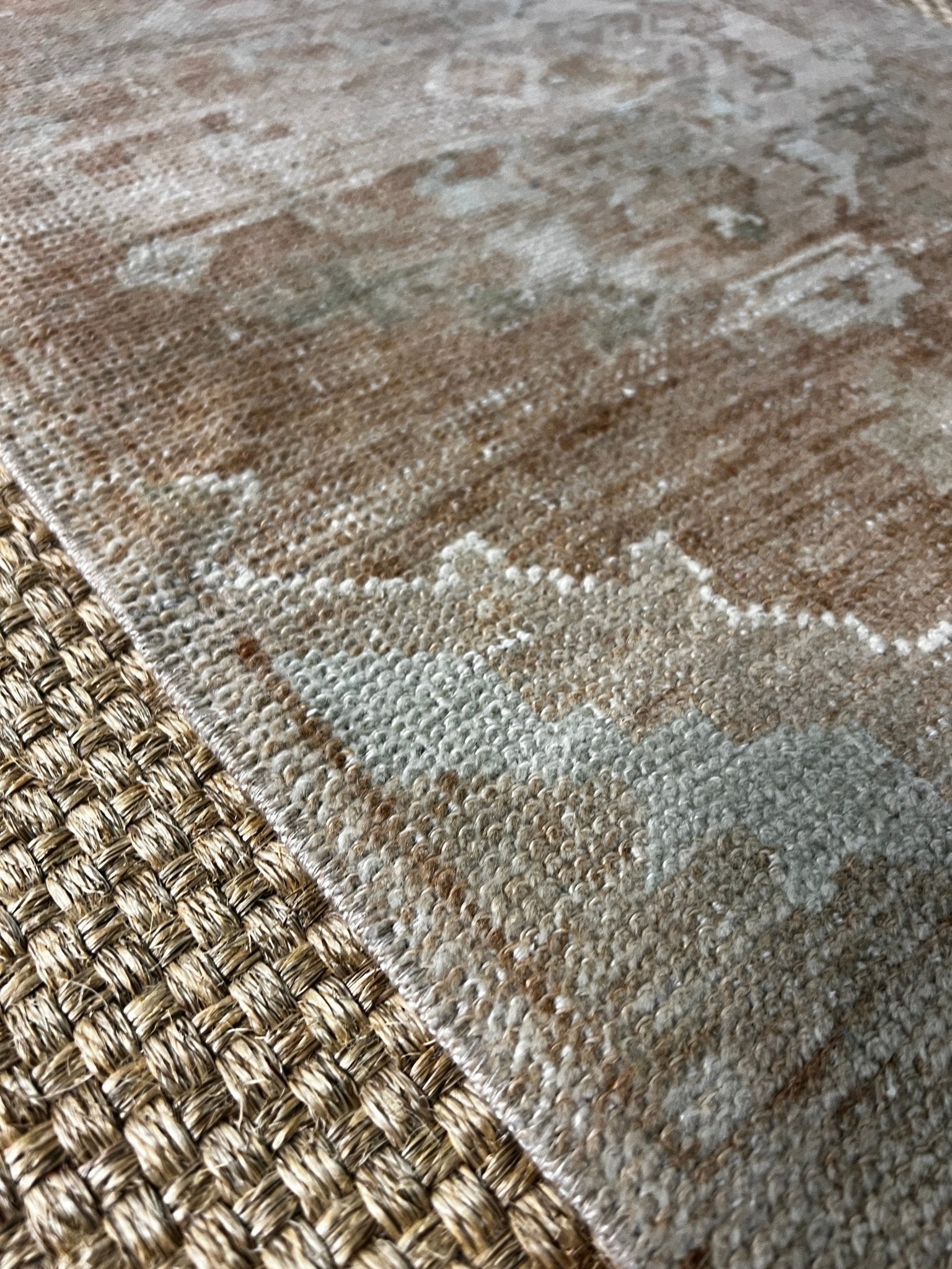 Vintage 1.7x2.11 Turkish Oushak Tan and Gray Small Rug | Banana Manor Rug Factory Outlet