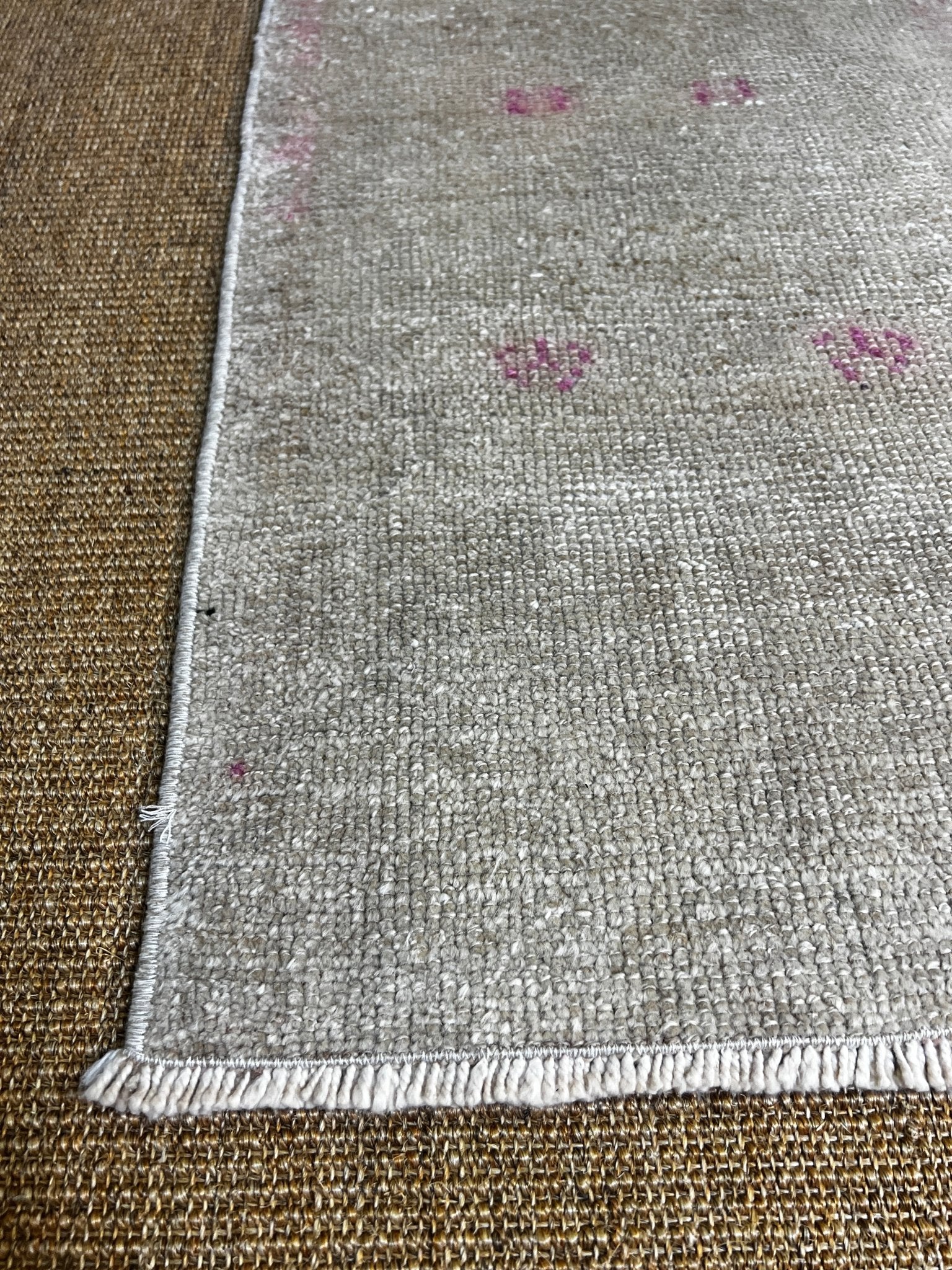 Vintage 1.7x3 Silver and Pink Turkish Oushak Small Rug | Banana Manor Rug Factory Outlet