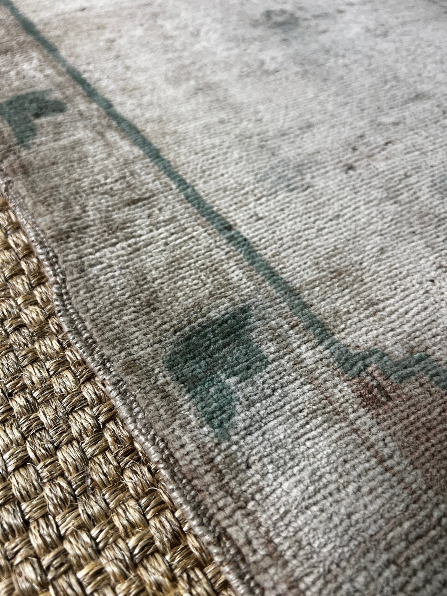 Vintage 1.7x3 Turkish Oushak Beige and Green Small Rug | Banana Manor Rug Factory Outlet