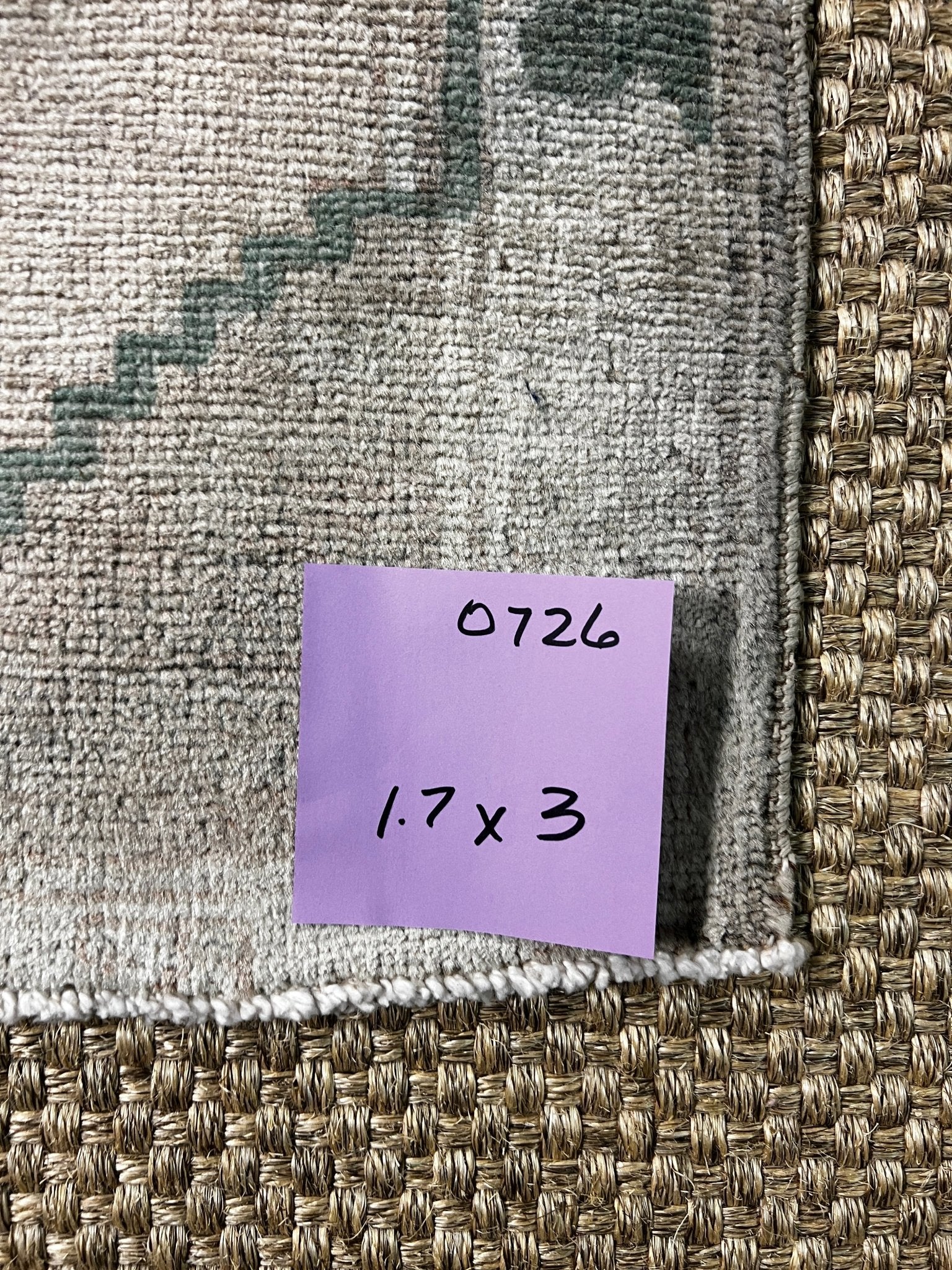 Vintage 1.7x3 Turkish Oushak Beige and Green Small Rug | Banana Manor Rug Factory Outlet