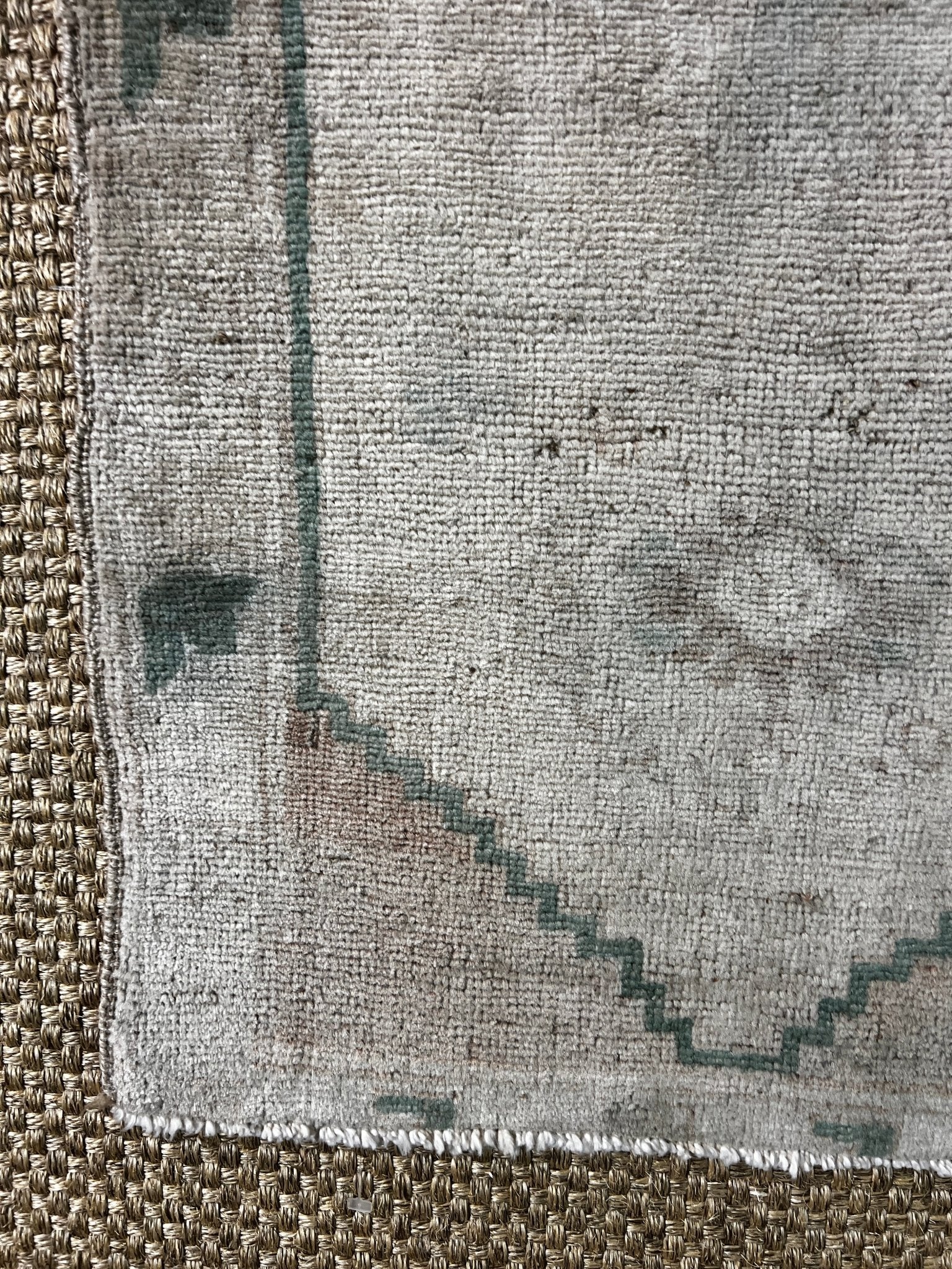 Vintage 1.7x3 Turkish Oushak Beige and Green Small Rug | Banana Manor Rug Factory Outlet