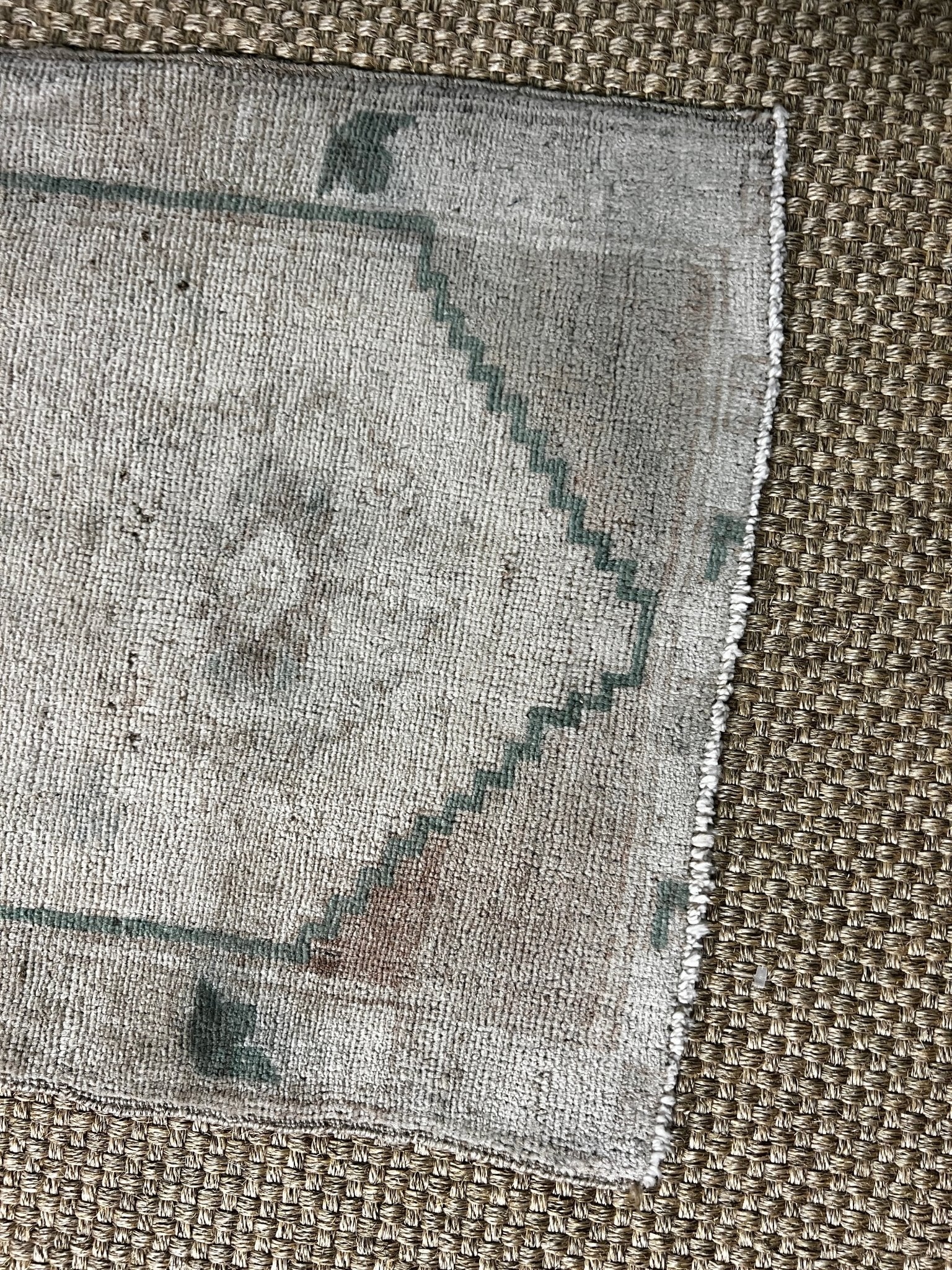 Vintage 1.7x3 Turkish Oushak Beige and Green Small Rug | Banana Manor Rug Factory Outlet