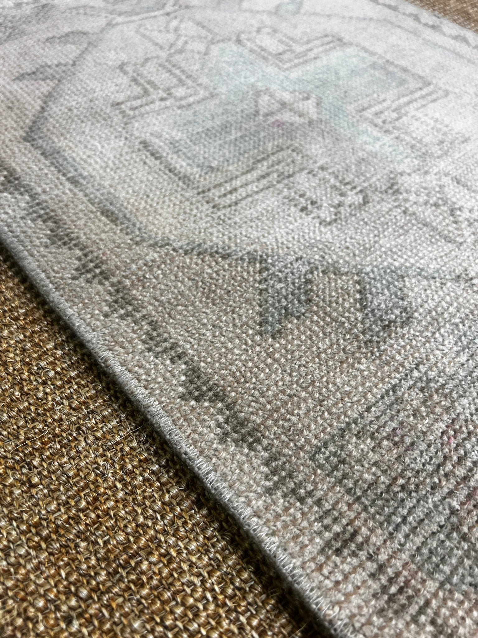 Vintage 1.7x3.1 Grey and Light Blue Turkish Oushak Small Rug | Banana Manor Rug Factory Outlet