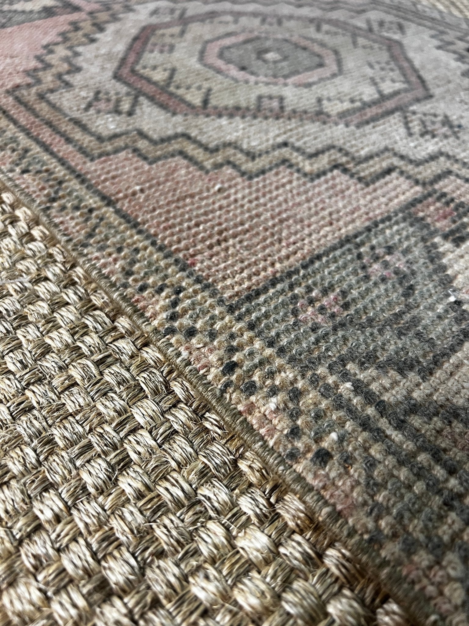 Vintage 1.7x3.1 Turkish Oushak Light Pink and Beige Small Rug | Banana Manor Rug Factory Outlet