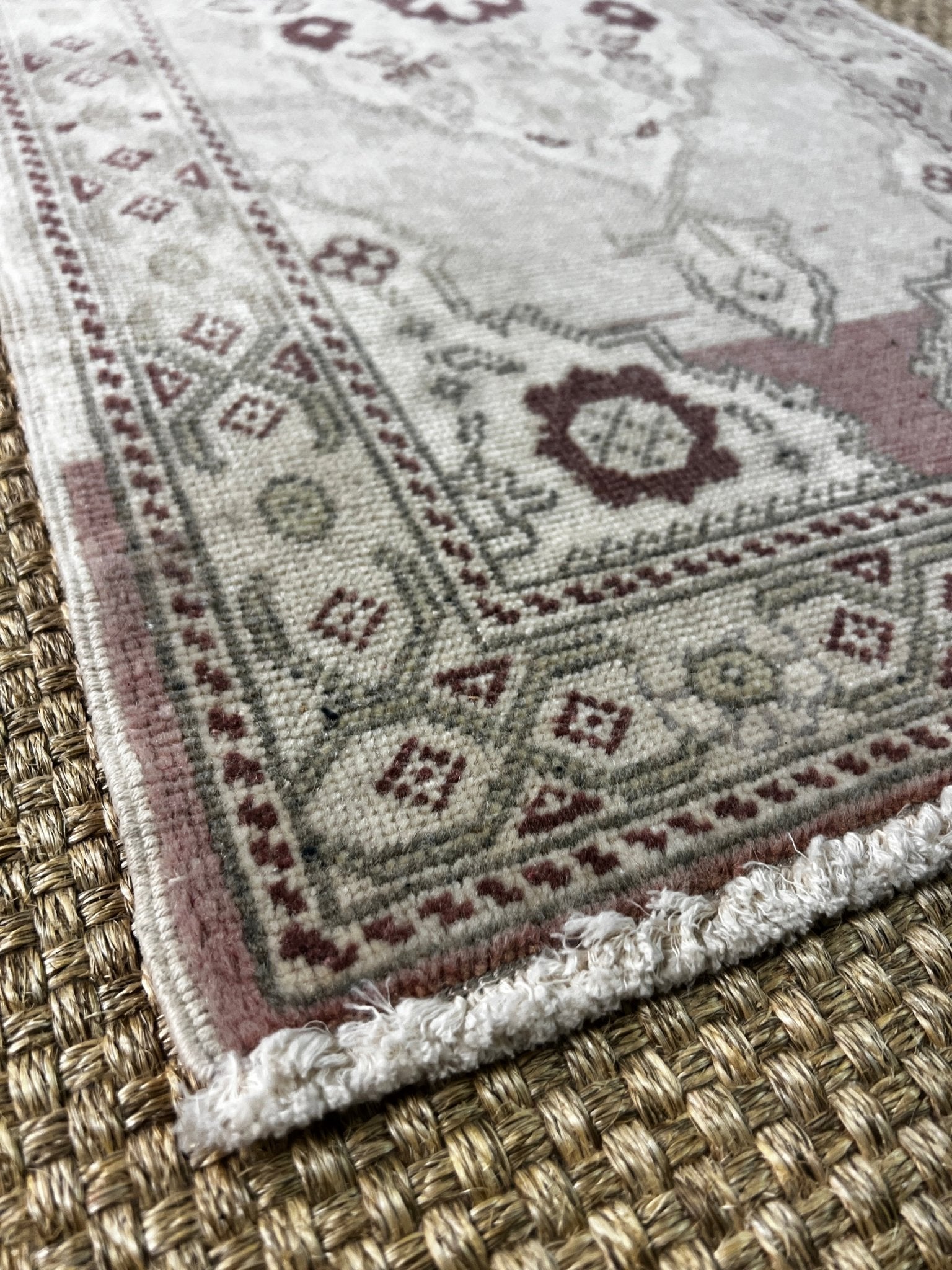 Vintage 1.7x3.2 Turkish Oushak Silver and Greige Small Rug | Banana Manor Rug Factory Outlet