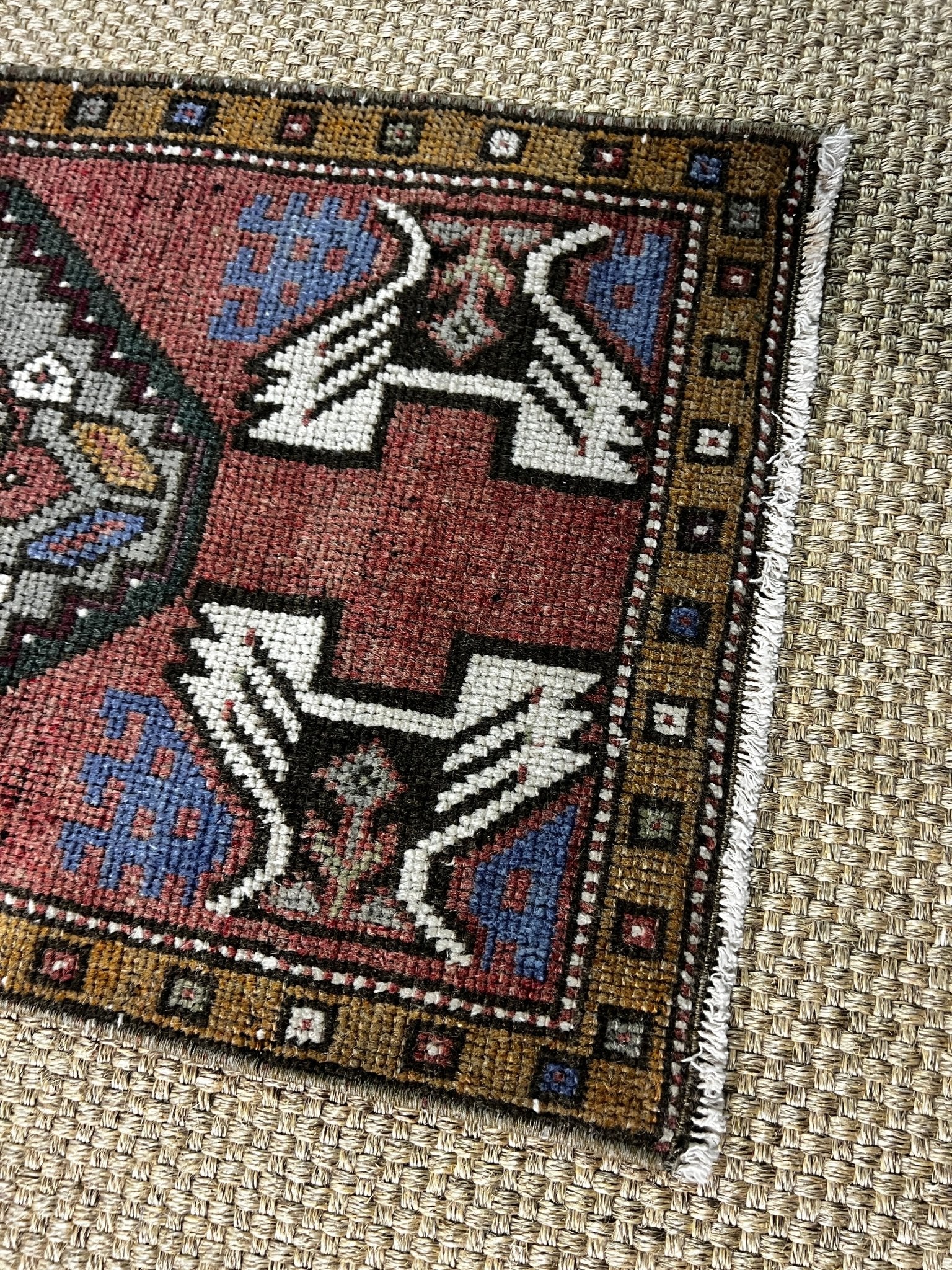Vintage 1.7x3.3 Turkish Oushak Red and Purple Small Rug | Banana Manor Rug Factory Outlet