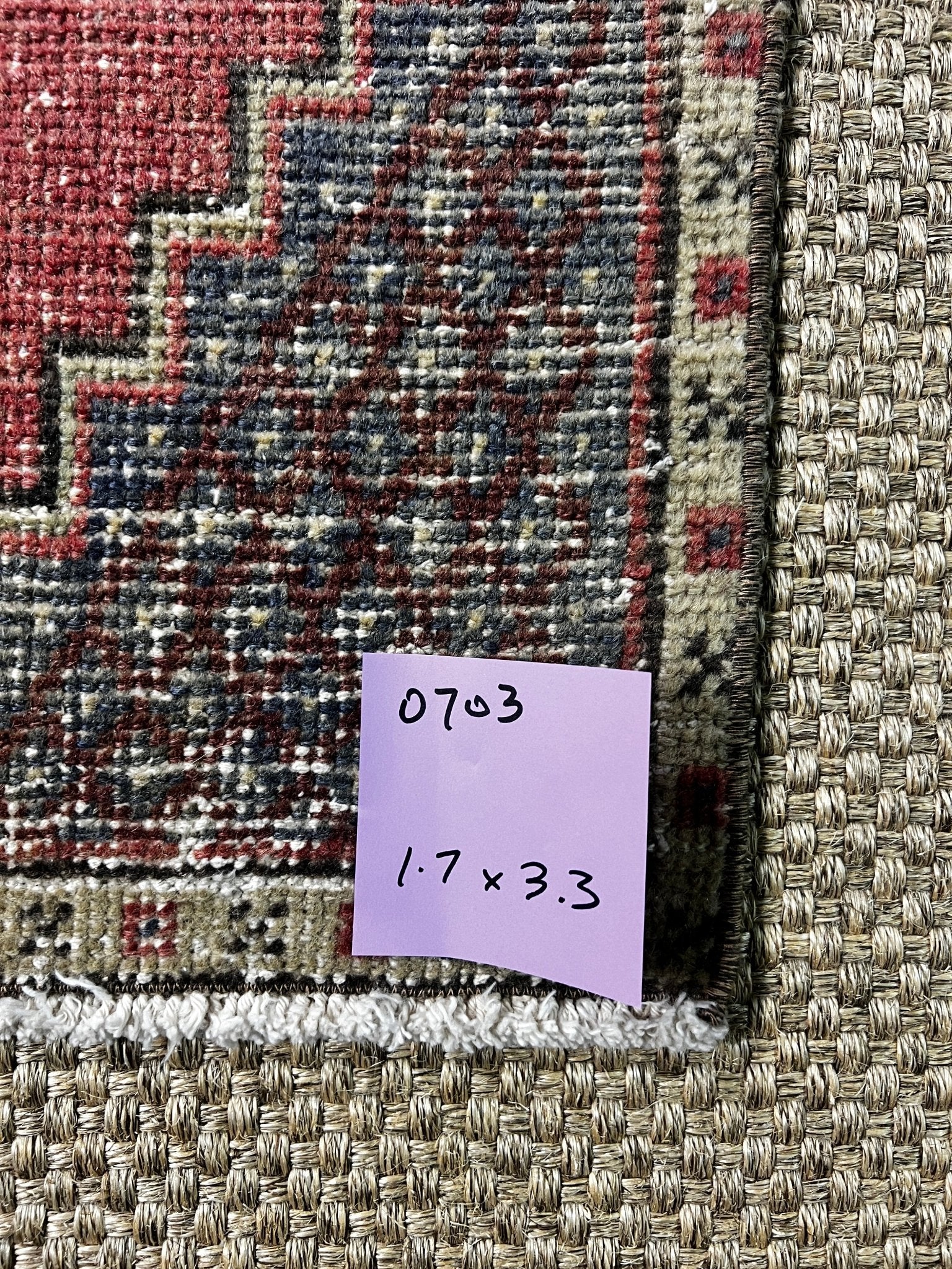 Vintage 1.7x3.3 Turkish Oushak Red and Slate Small Rug | Banana Manor Rug Factory Outlet