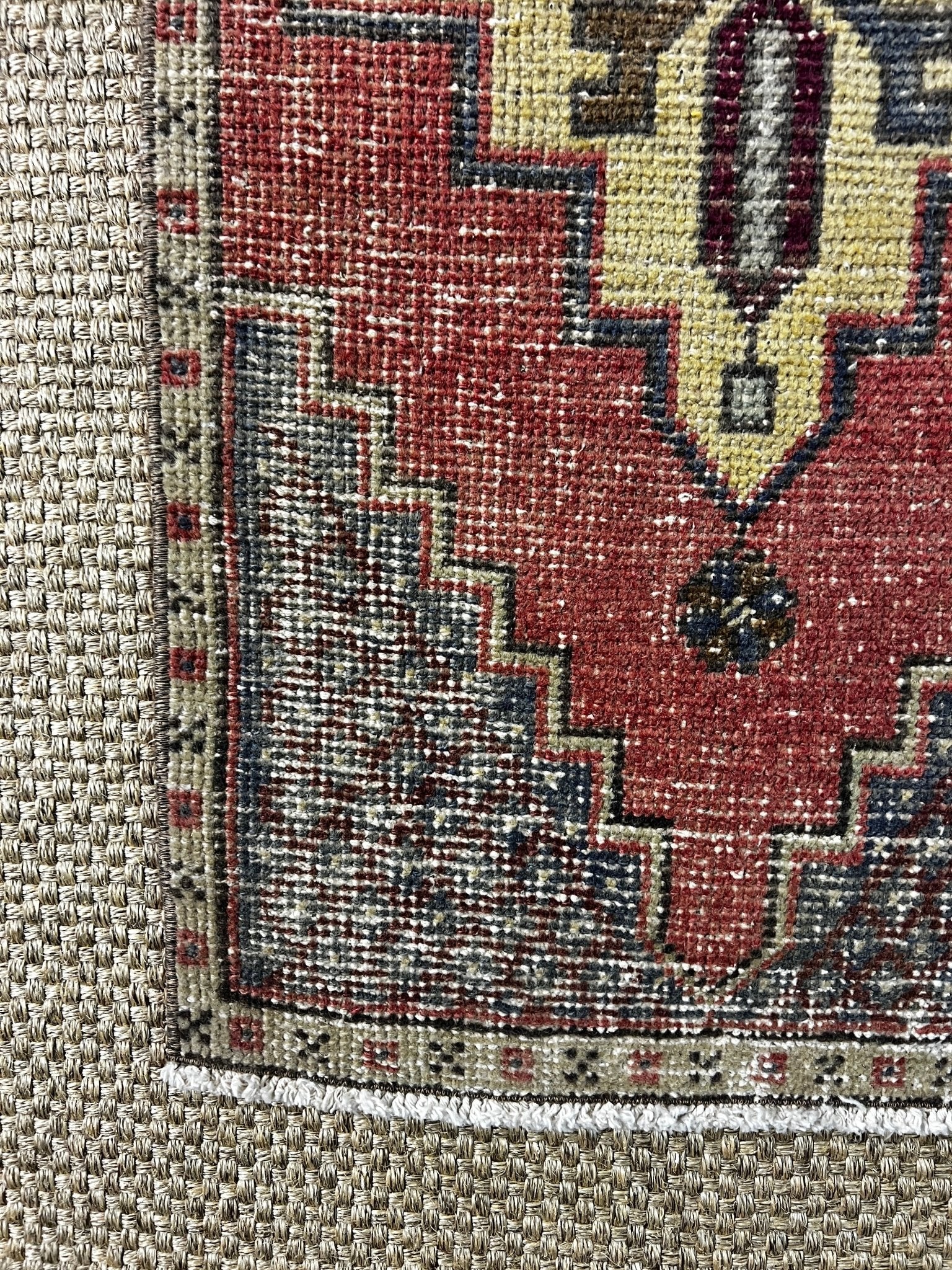 Vintage 1.7x3.3 Turkish Oushak Red and Slate Small Rug | Banana Manor Rug Factory Outlet