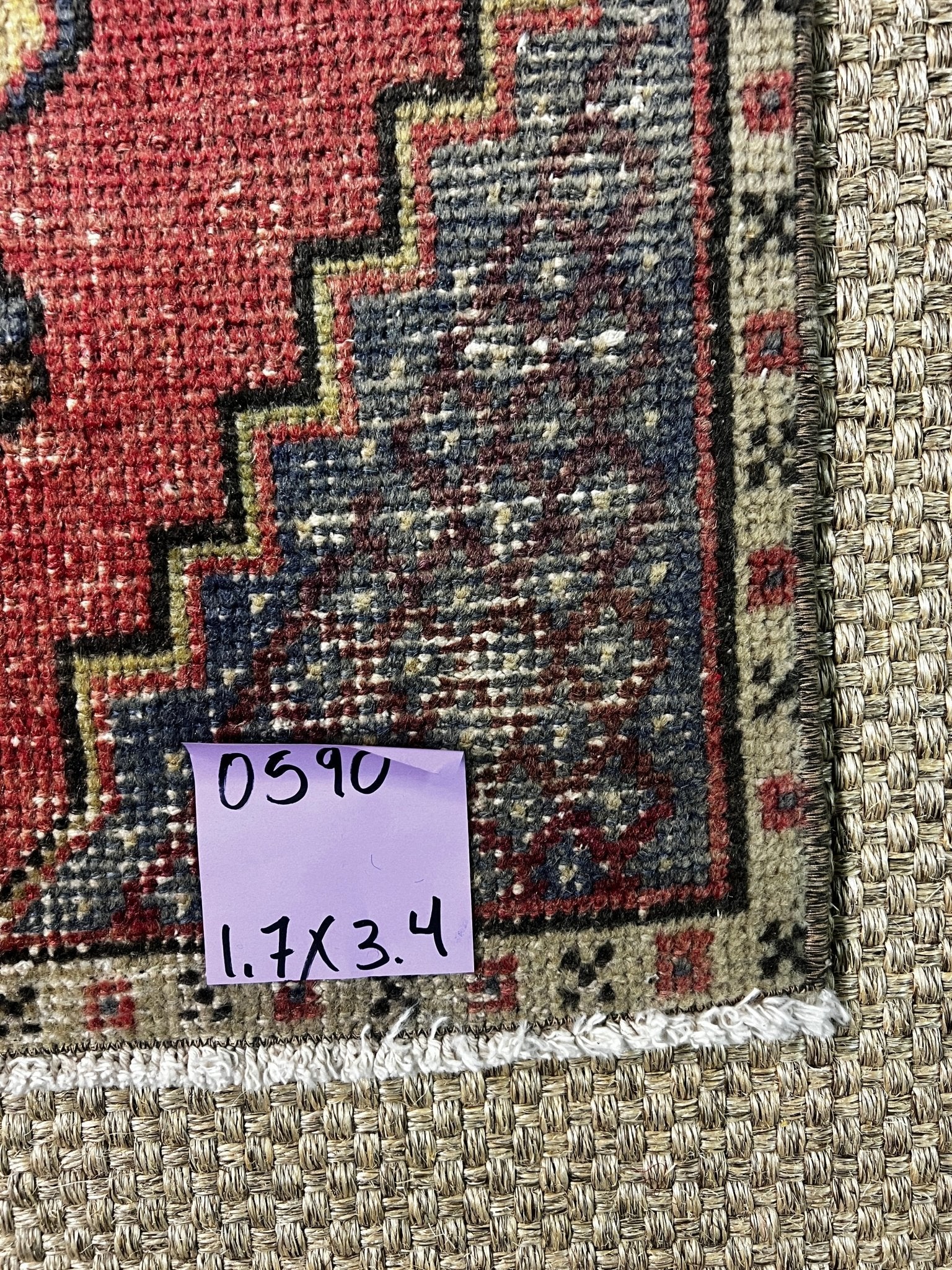 Vintage 1.7x3.4 Turkish Oushak Soft Red and Gray Small Rug | Banana Manor Rug Factory Outlet