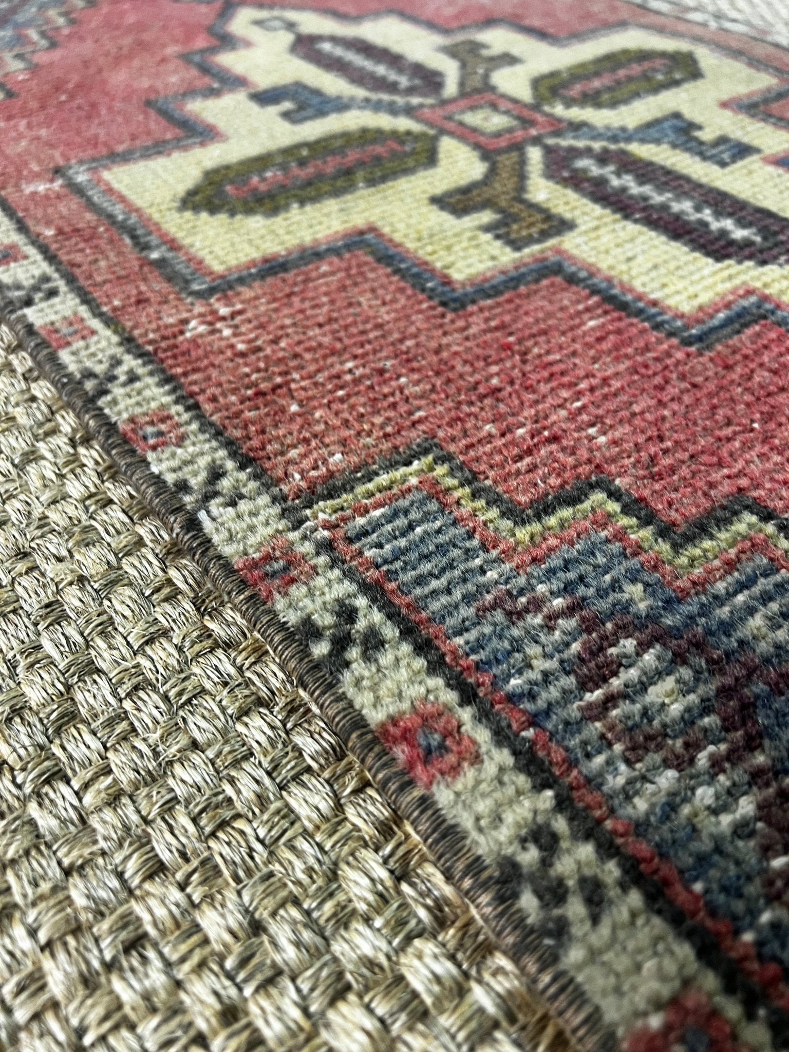 Vintage 1.7x3.4 Turkish Oushak Soft Red and Gray Small Rug | Banana Manor Rug Factory Outlet