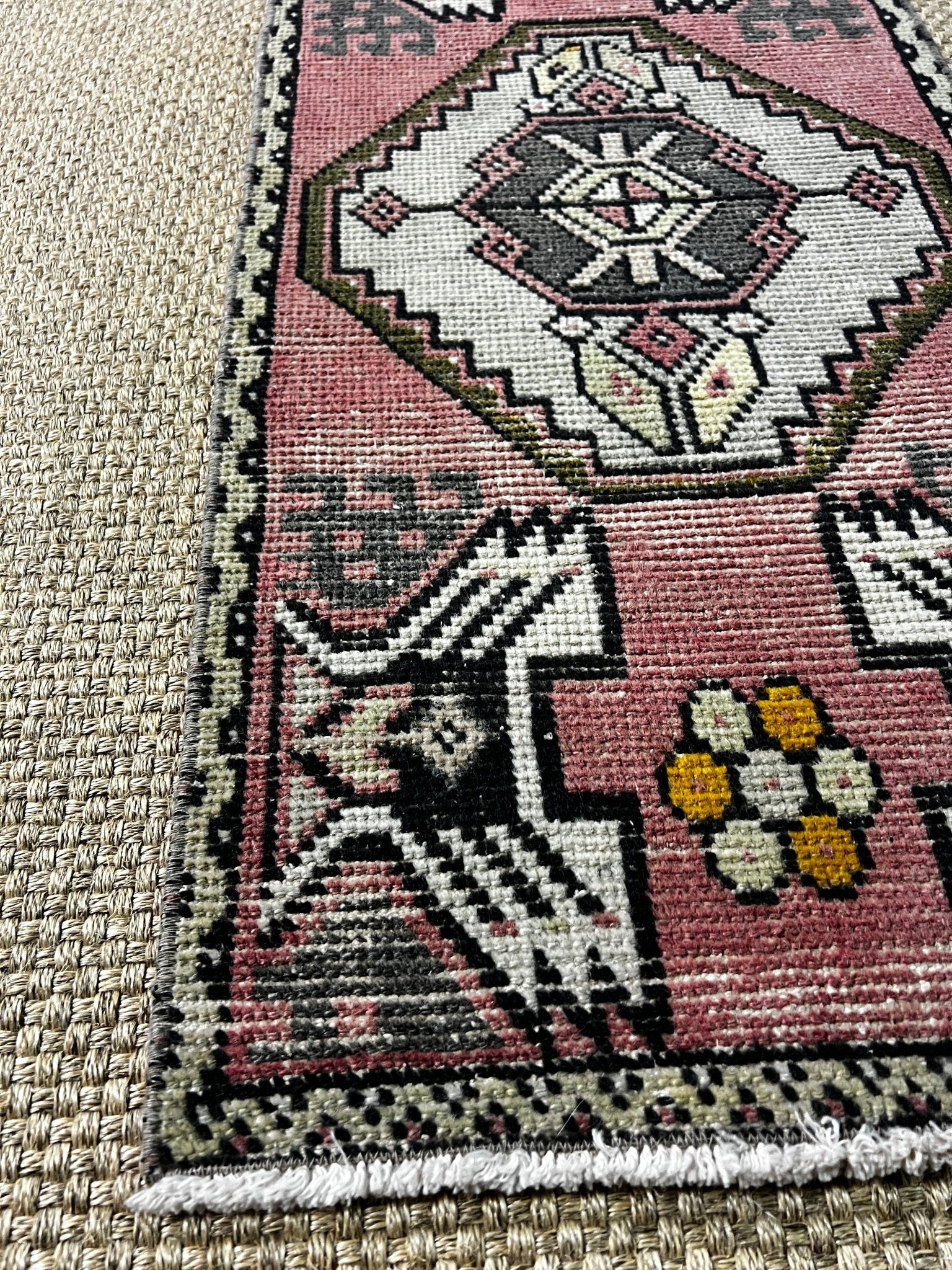 Vintage 1.7x3.8 Turkish Oushak Rust and Gray Small Rug | Banana Manor Rug Factory Outlet