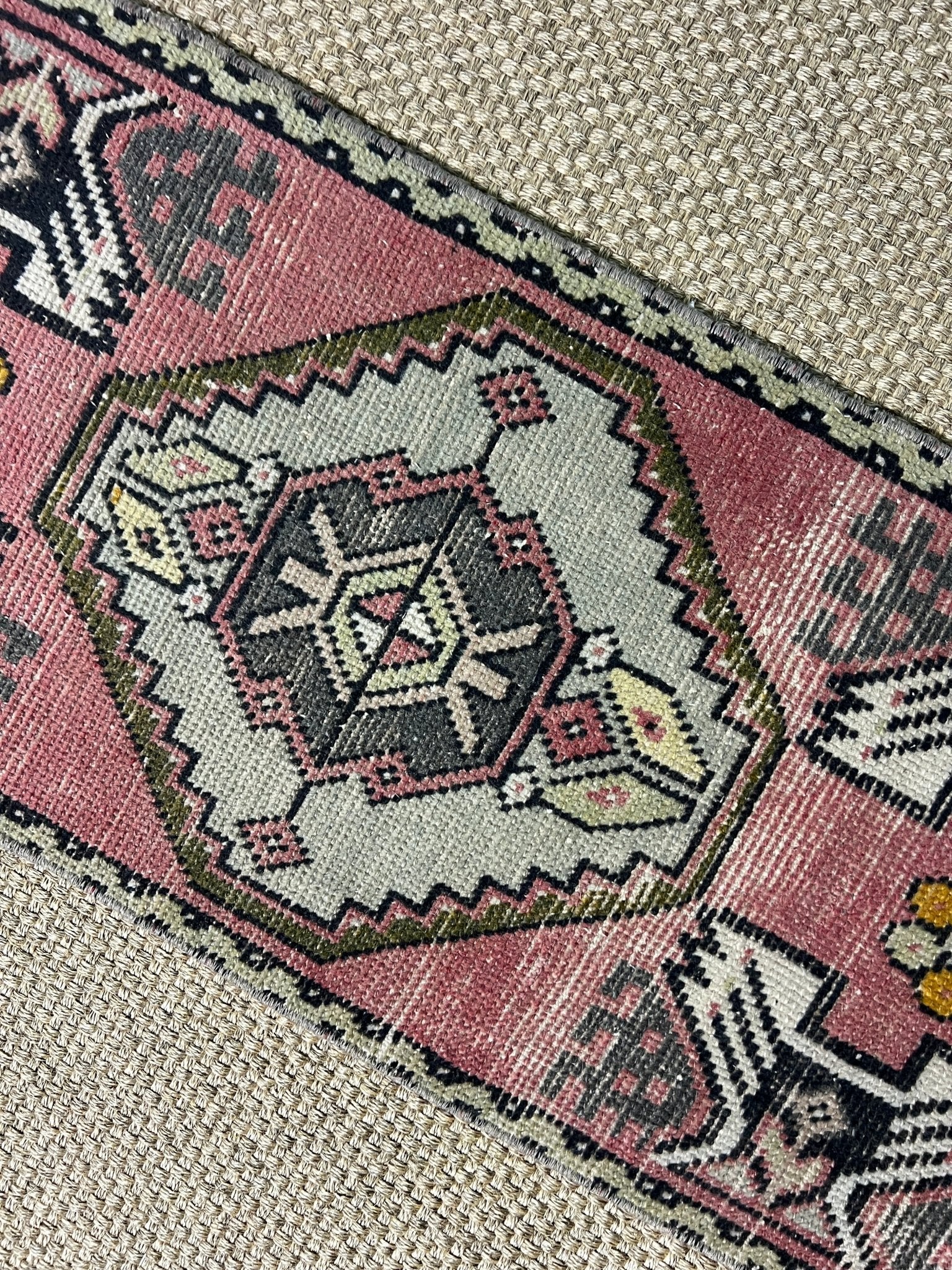 Vintage 1.7x3.8 Turkish Oushak Rust and Gray Small Rug | Banana Manor Rug Factory Outlet