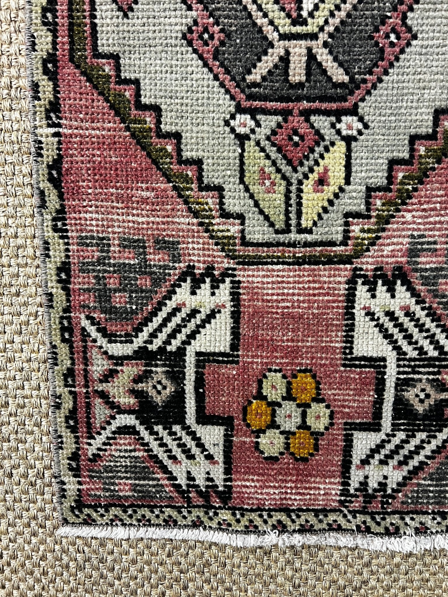 Vintage 1.7x3.8 Turkish Oushak Rust and Gray Small Rug | Banana Manor Rug Factory Outlet