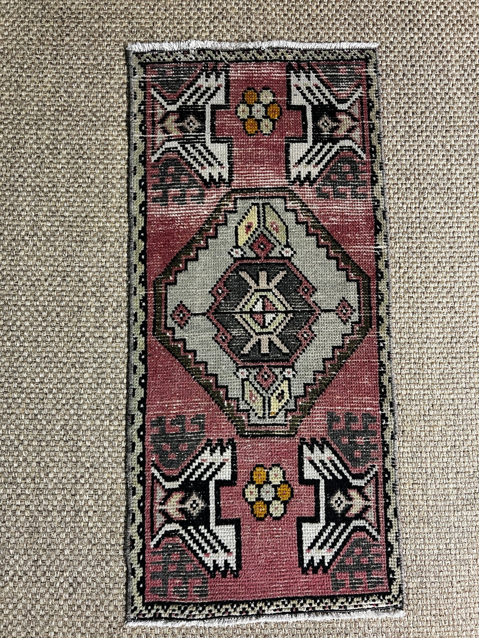 Vintage 1.7x3.8 Turkish Oushak Rust and Gray Small Rug | Banana Manor Rug Factory Outlet