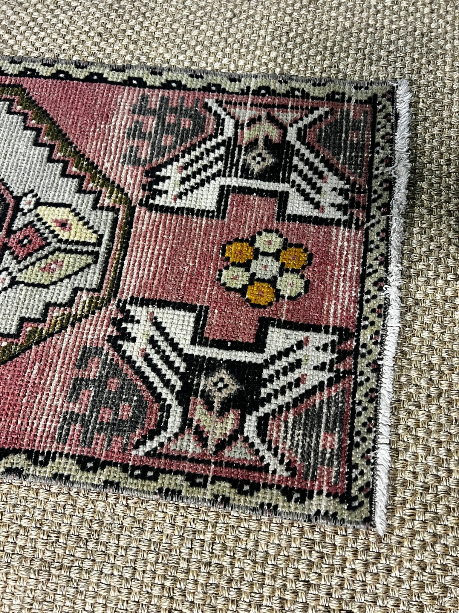 Vintage 1.7x3.8 Turkish Oushak Rust and Gray Small Rug | Banana Manor Rug Factory Outlet