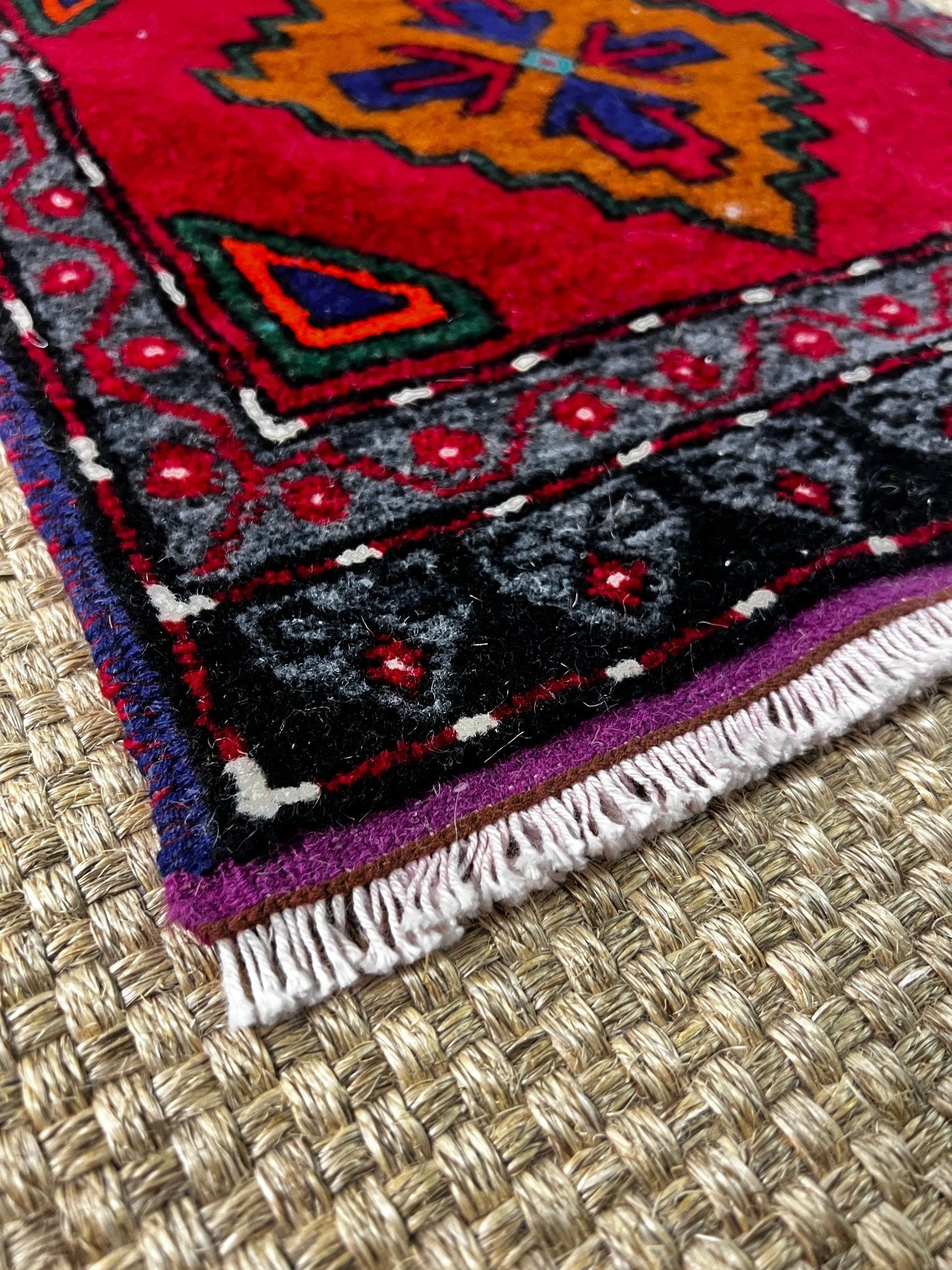 Vintage 1.7x4.7 Turkish Oushak Red Multicolor Small Rug | Banana Manor Rug Factory Outlet