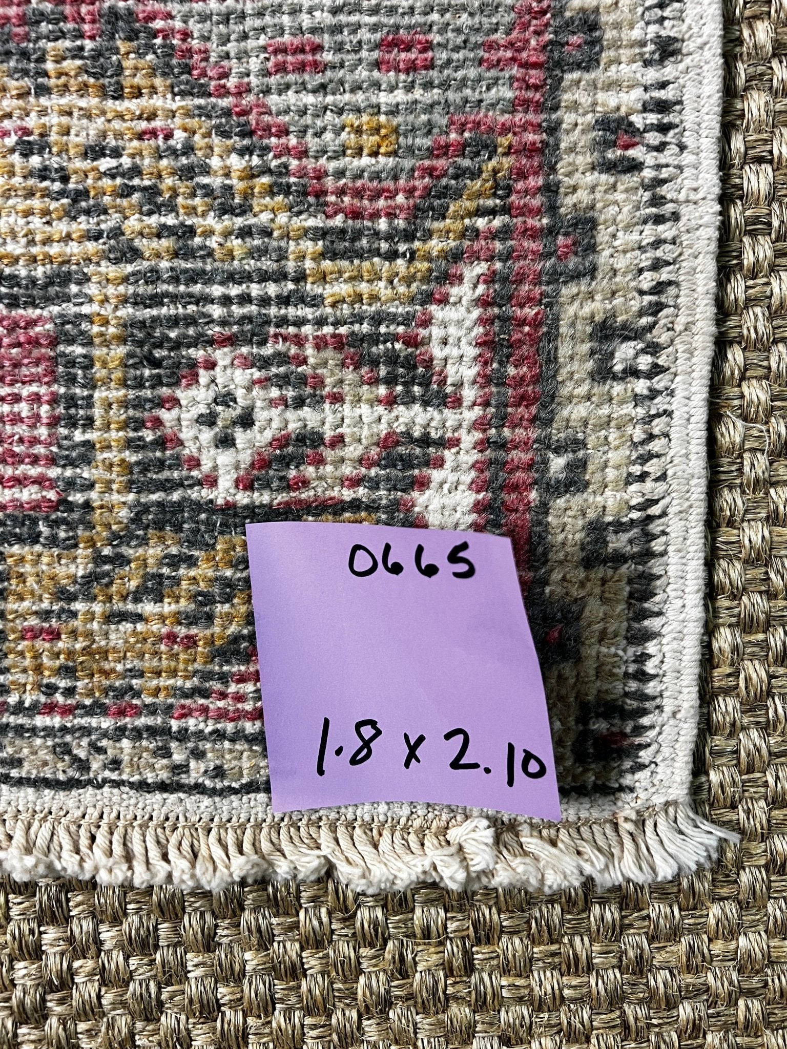 Vintage 1.8x2.10 Turkish Oushak Soft Red and Gray Small Rug | Banana Manor Rug Factory Outlet