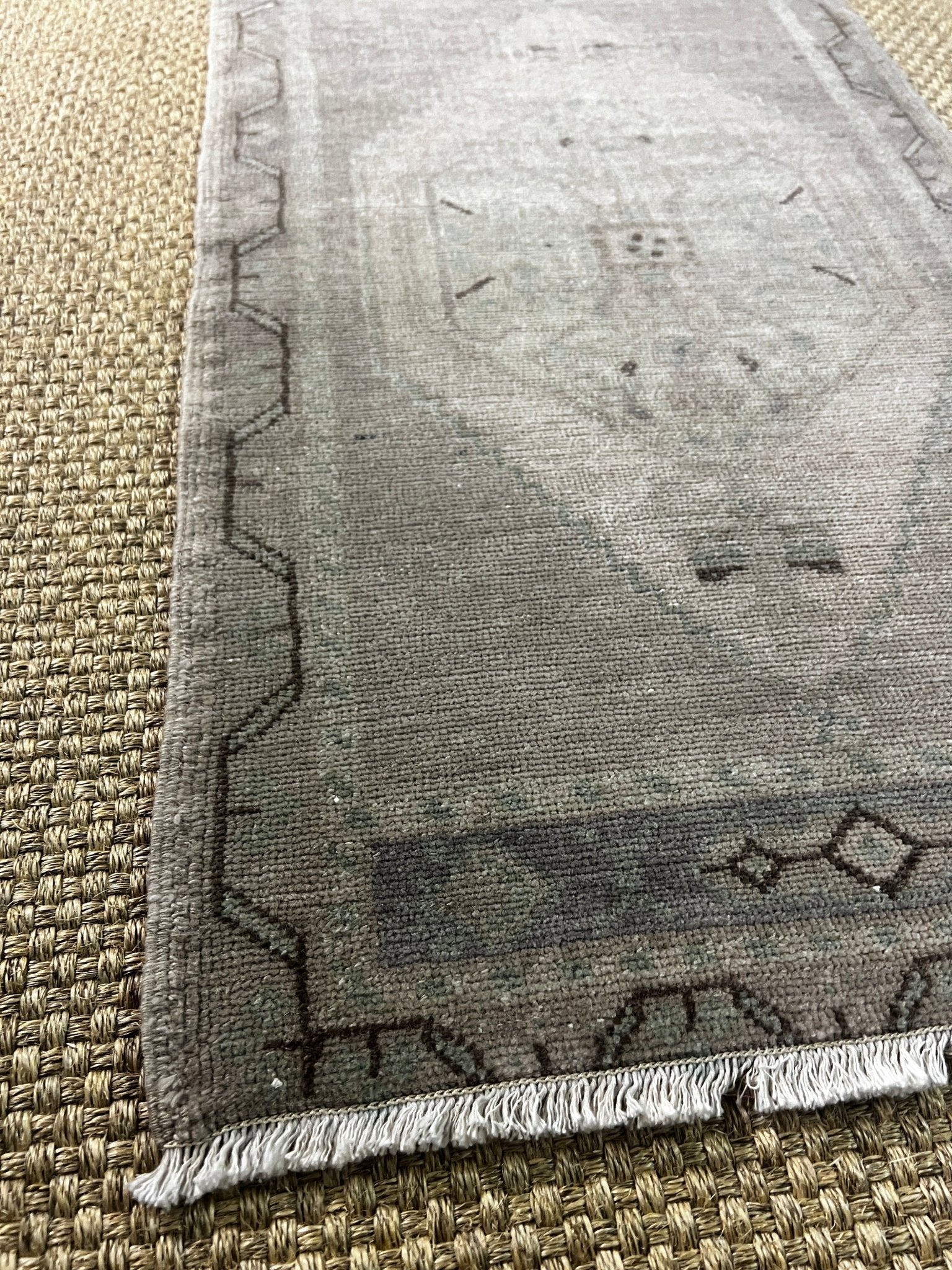 Vintage 1.8x3 Turkish Oushak Gray and Beige Small Rug | Banana Manor Rug Factory Outlet