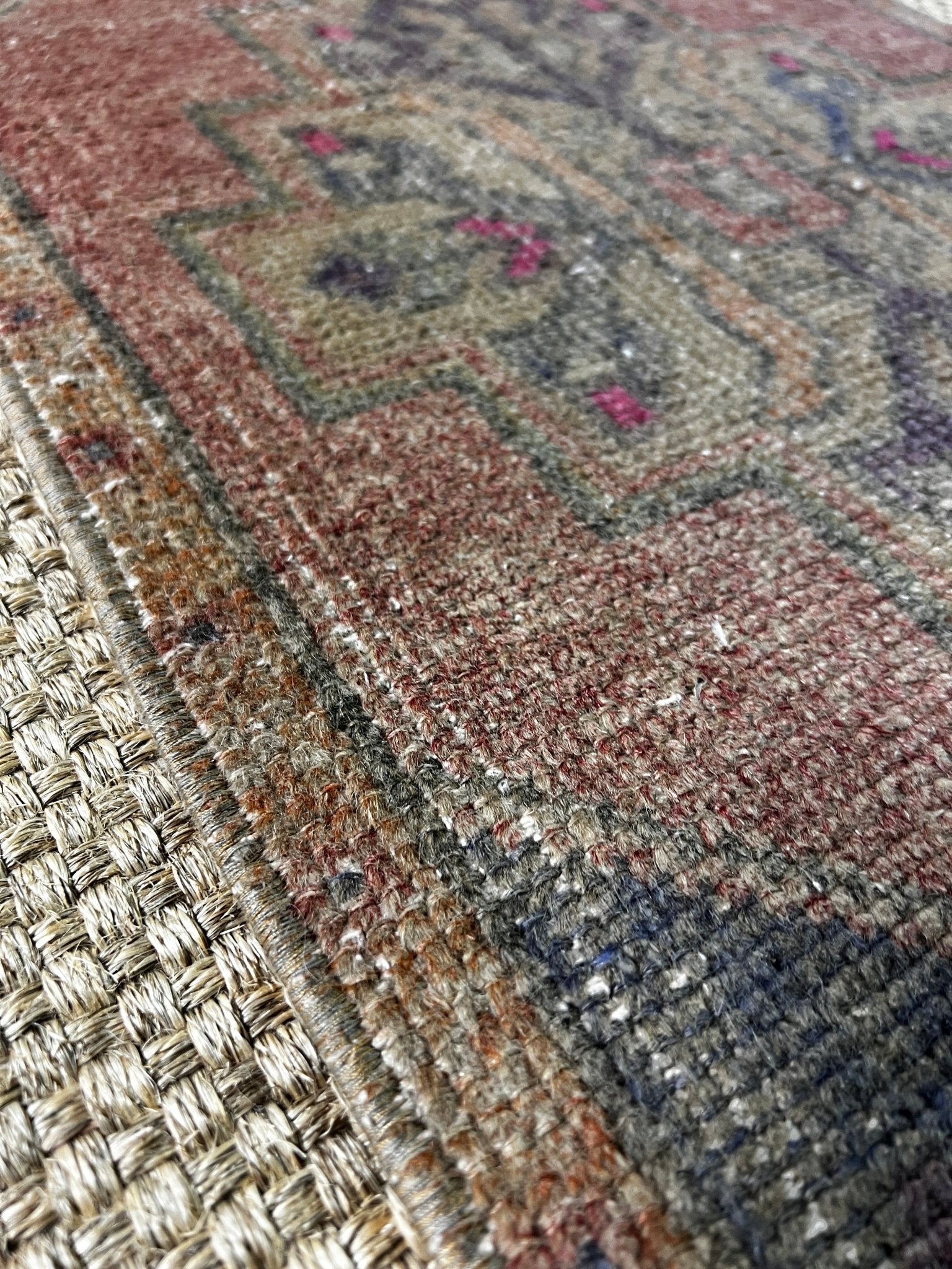 Vintage 1.8x3 Turkish Oushak Rust and Slate Gray Small Rug | Banana Manor Rug Factory Outlet
