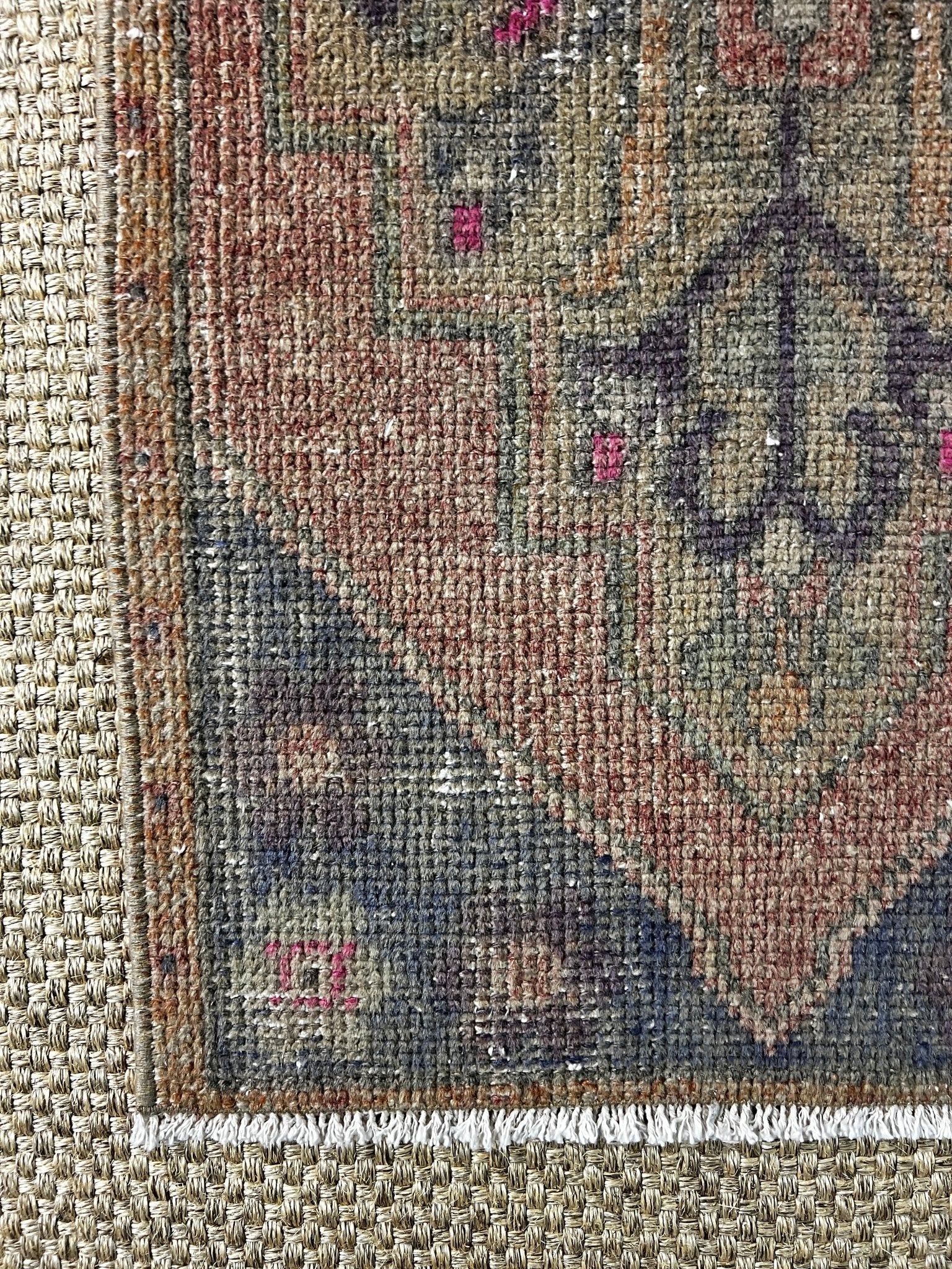 Vintage 1.8x3 Turkish Oushak Rust and Slate Gray Small Rug | Banana Manor Rug Factory Outlet