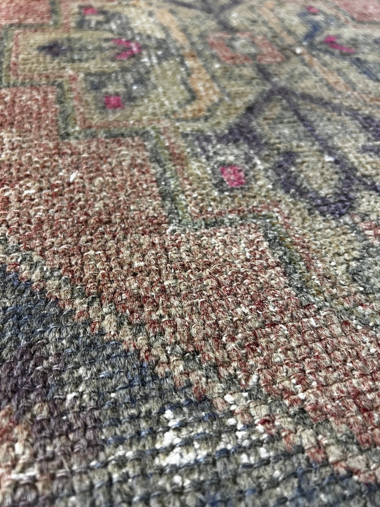 Vintage 1.8x3 Turkish Oushak Rust and Slate Gray Small Rug | Banana Manor Rug Factory Outlet