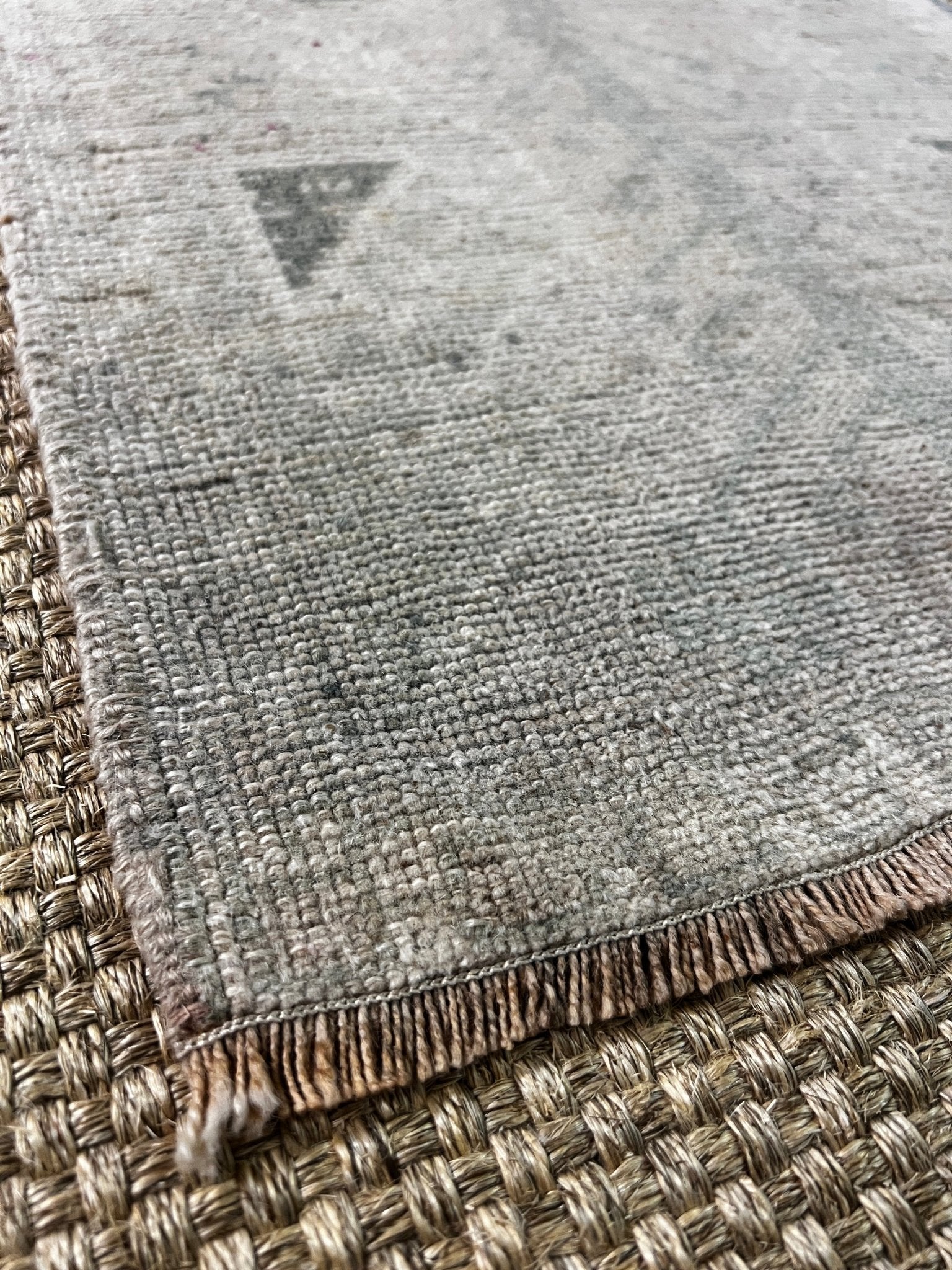Vintage 1.8x3.10 Turkish Oushak Beige and Aqua Small Rug | Banana Manor Rug Factory Outlet