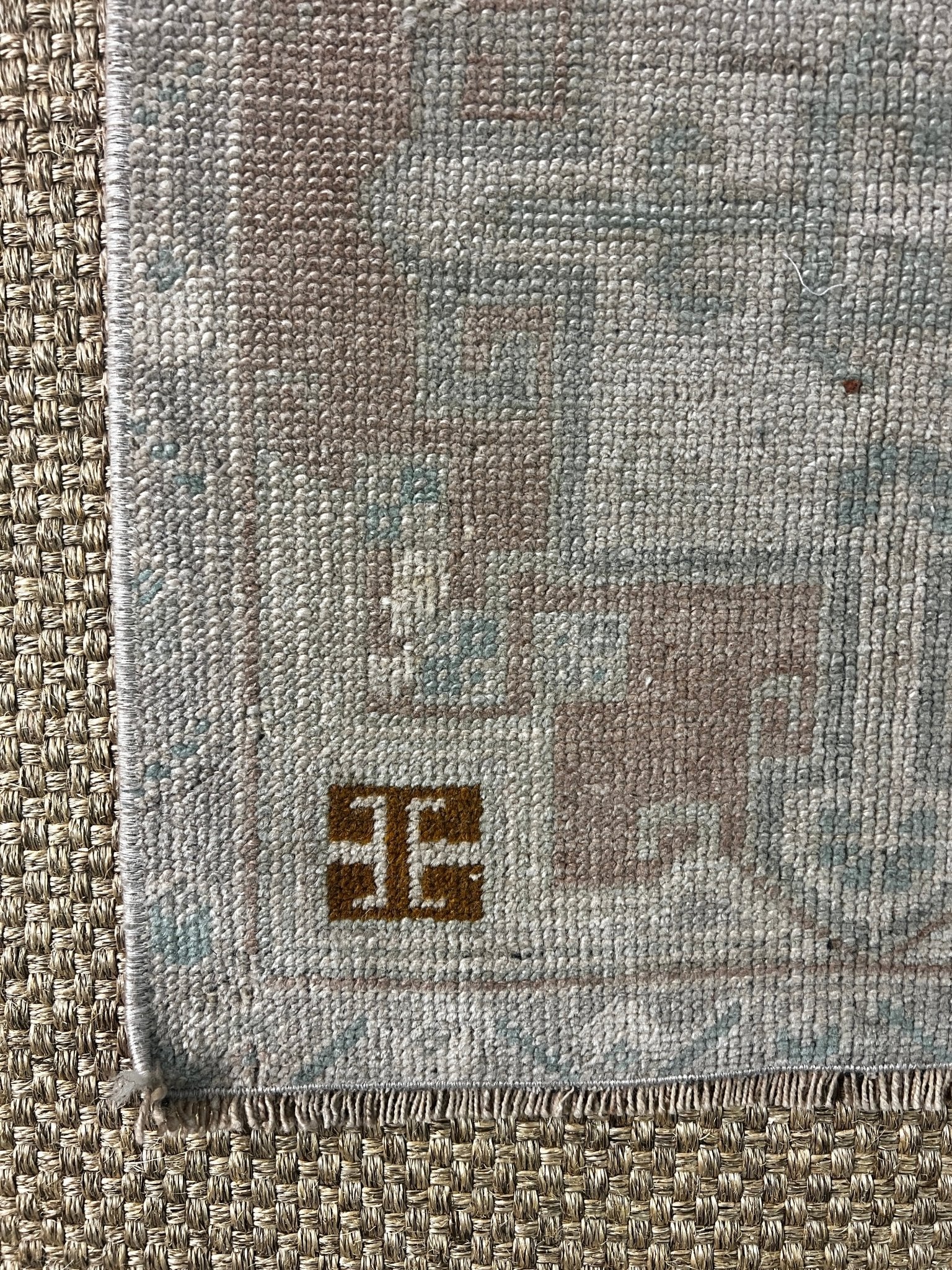 Vintage 1.8x3.10 Turkish Oushak Silver and Beige Small Rug | Banana Manor Rug Factory Outlet