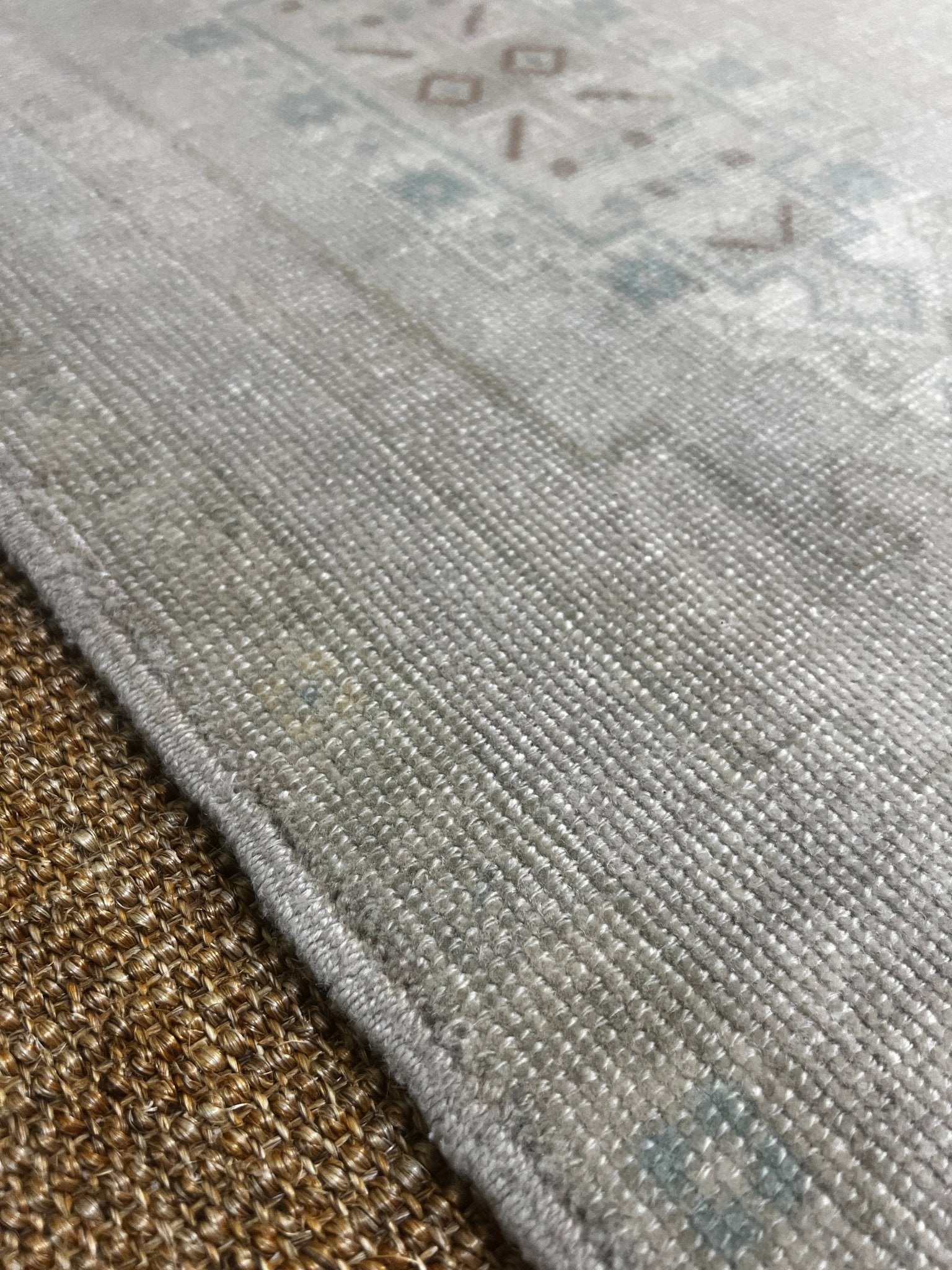 Vintage 1.8x3.3 Grey and Blue Turkish Oushak Small Rug | Banana Manor Rug Factory Outlet