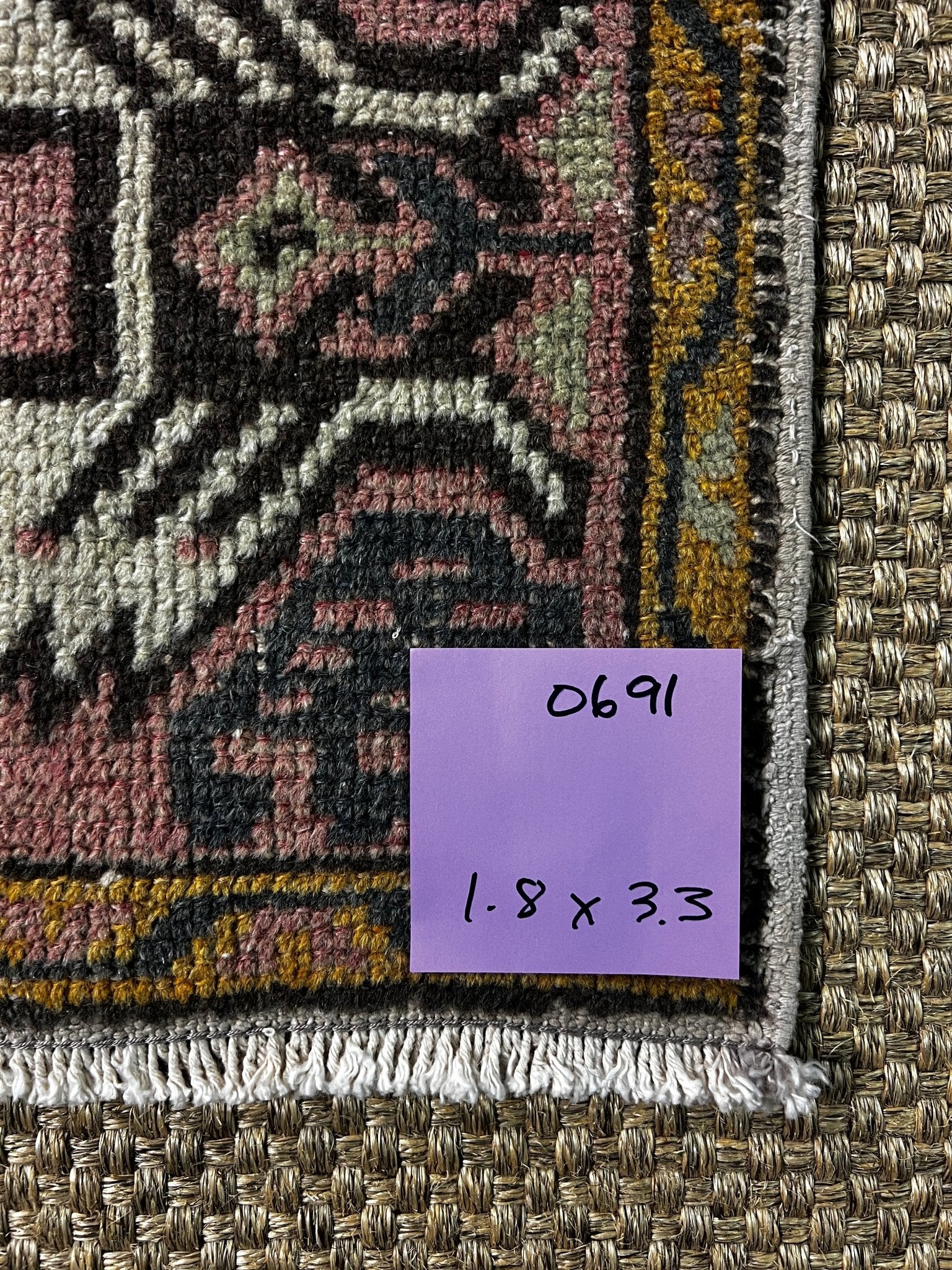 Vintage 1.8x3.3 Turkish Oushak Pink Multicolor Small Rug | Banana Manor Rug Factory Outlet