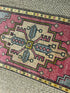 Vintage 1.8x3.5 Turkish Oushak Dark Pink and Gray Small Rug | Banana Manor Rug Factory Outlet