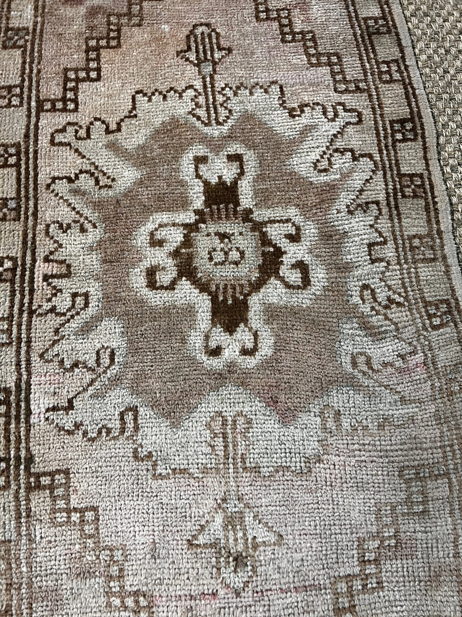 Vintage 1.8x3.6 Turkish Oushak Silver and Brown Small Rug | Banana Manor Rug Factory Outlet