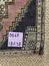 Vintage 1.8x3.8 Turkish Oushak Pink and Black Small Rug | Banana Manor Rug Factory Outlet