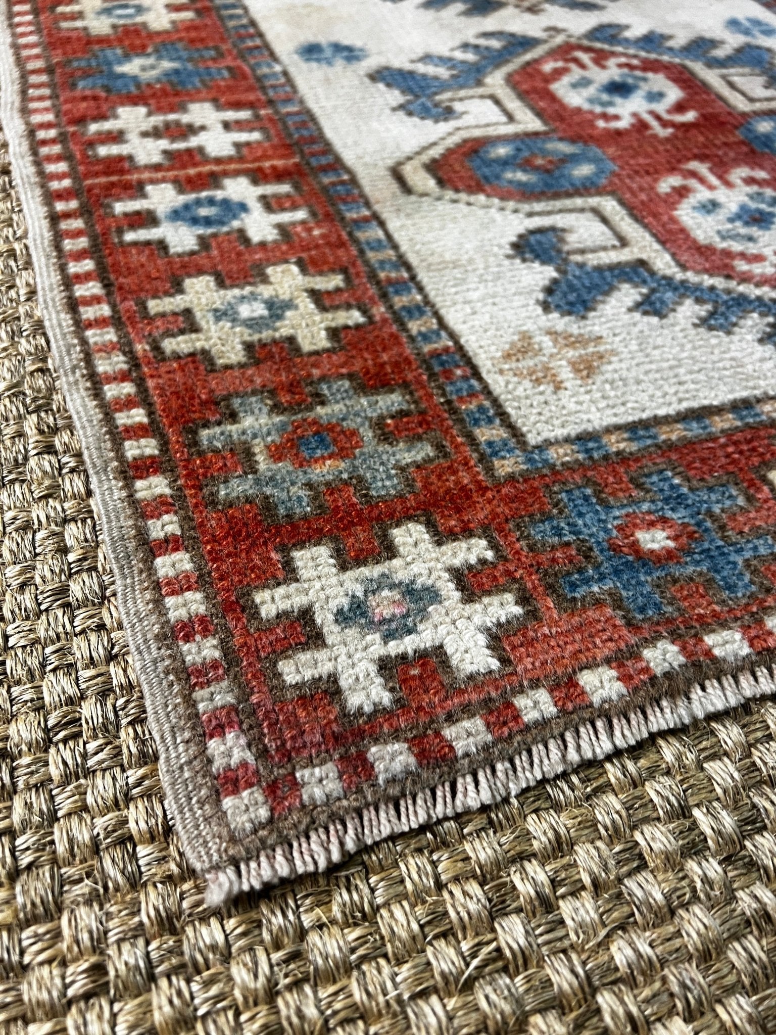 Vintage 1.9x2.6 Turkish Oushak Red and White Small Rug | Banana Manor Rug Factory Outlet