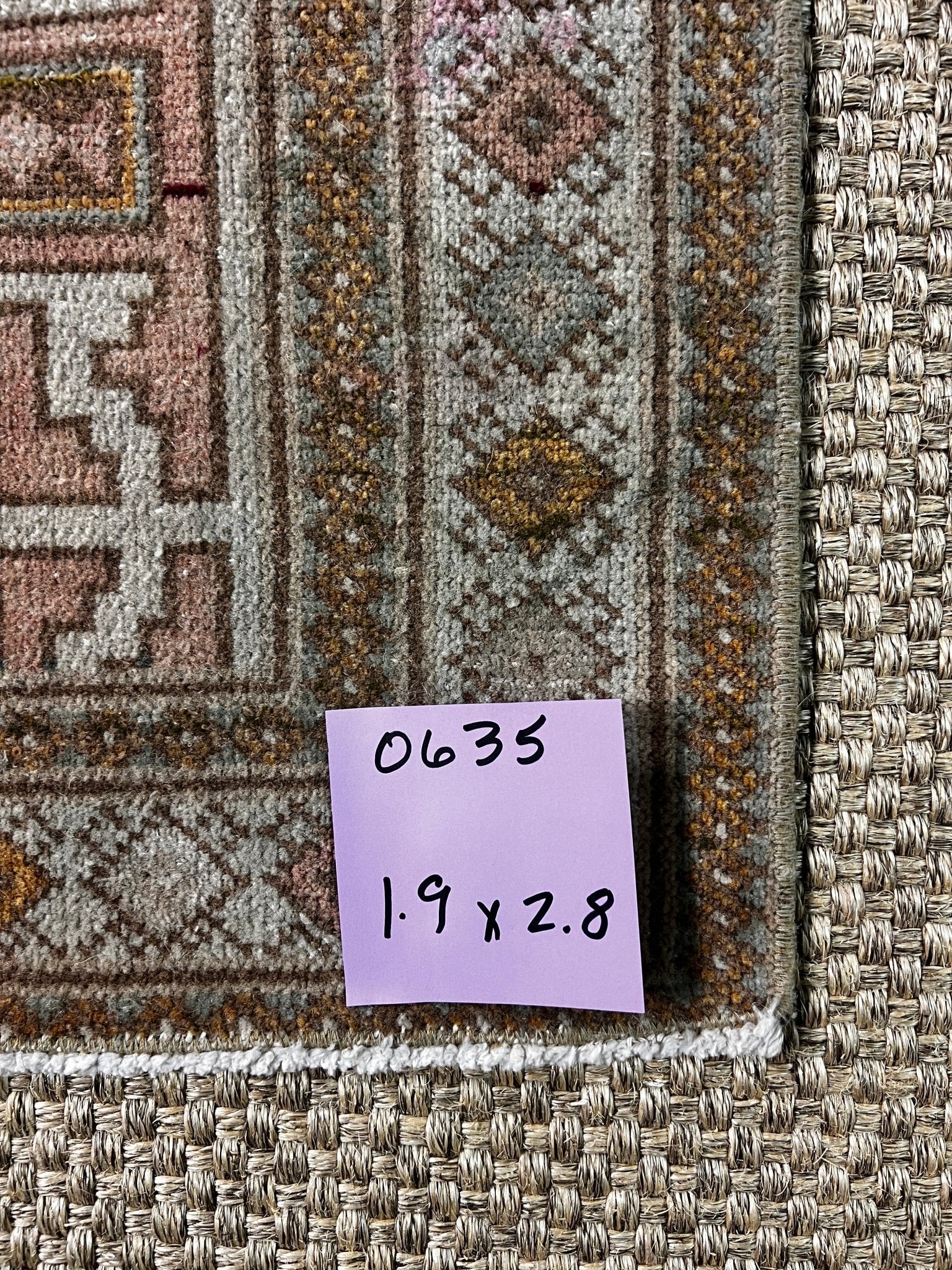 Vintage 1.9x2.8 Turkish Oushak Pink and Brown Multicolor Small Rug | Banana Manor Rug Factory Outlet