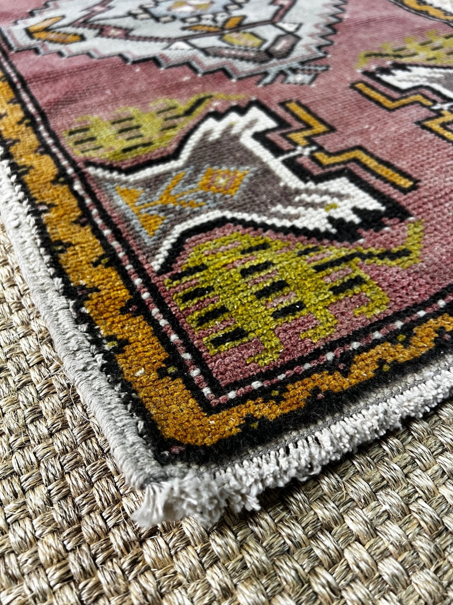 Vintage 1.9x3.3 Turkish Oushak Pink and Gray Small Rug | Banana Manor Rug Factory Outlet