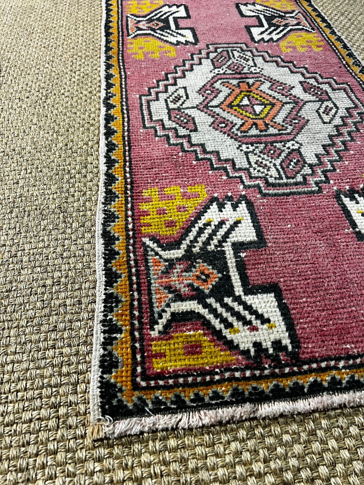 Vintage 1.9x3.4 Turkish Oushak Pink and Gray Small Rug | Banana Manor Rug Factory Outlet