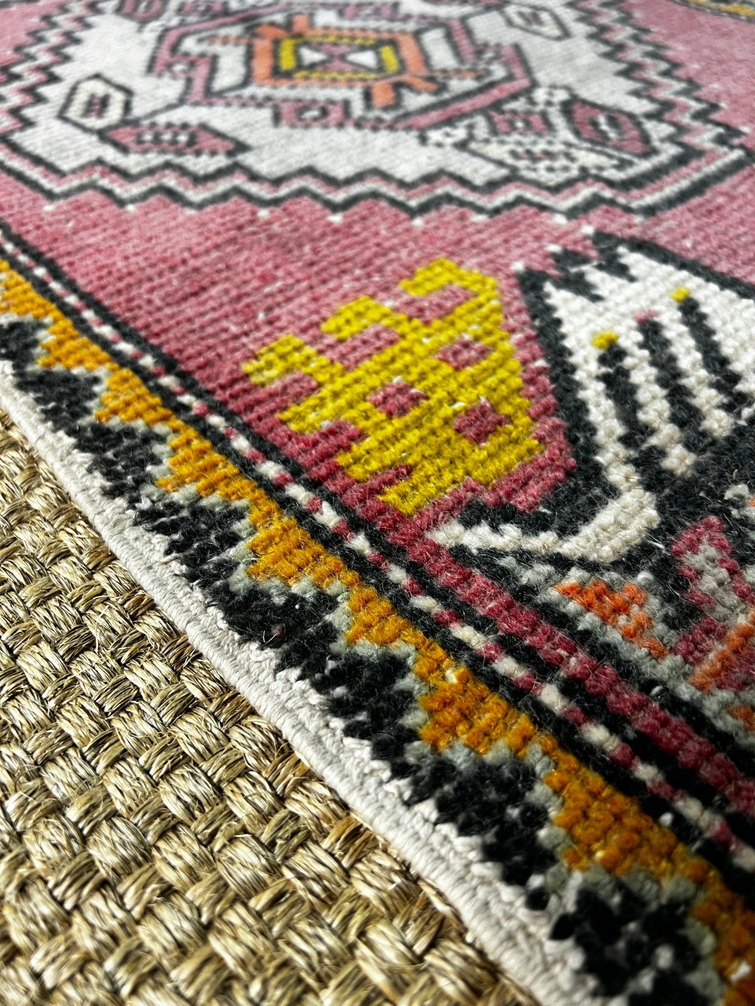 Vintage 1.9x3.4 Turkish Oushak Pink and Gray Small Rug | Banana Manor Rug Factory Outlet