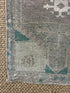 Vintage 1.9x3.5 Turkish Oushak Greige and Aqua Small Rug | Banana Manor Rug Factory Outlet