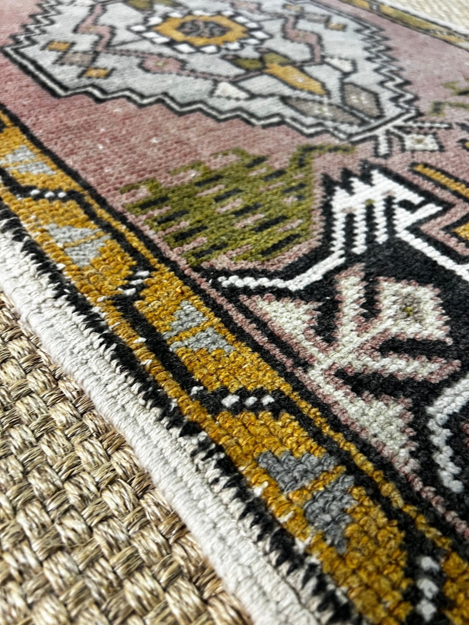 Vintage 1.9x3.5 Turkish Oushak Pink and Gray Multicolor Small Rug | Banana Manor Rug Factory Outlet