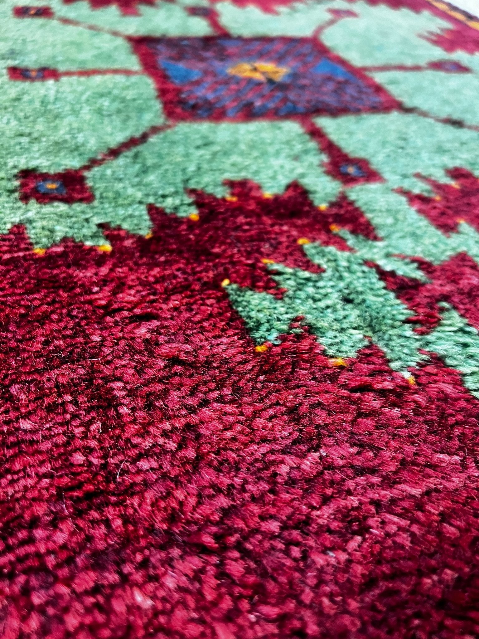 Vintage 1.9x3.6 Turkish Oushak Red and Green Small Rug | Banana Manor Rug Factory Outlet