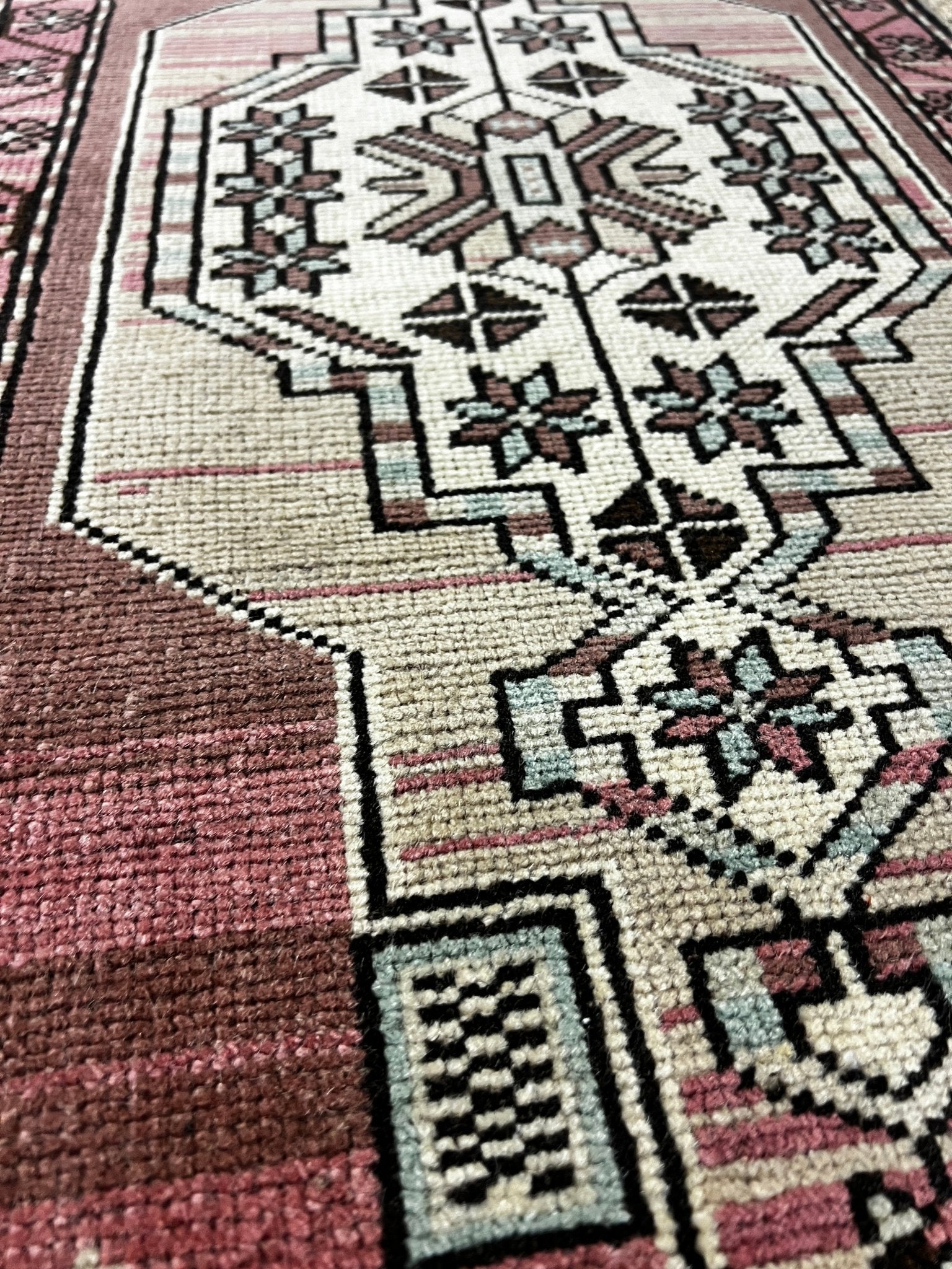 Vintage 1.9x3.7 Turkish Oushak Rust and Beige Small Rug | Banana Manor Rug Factory Outlet