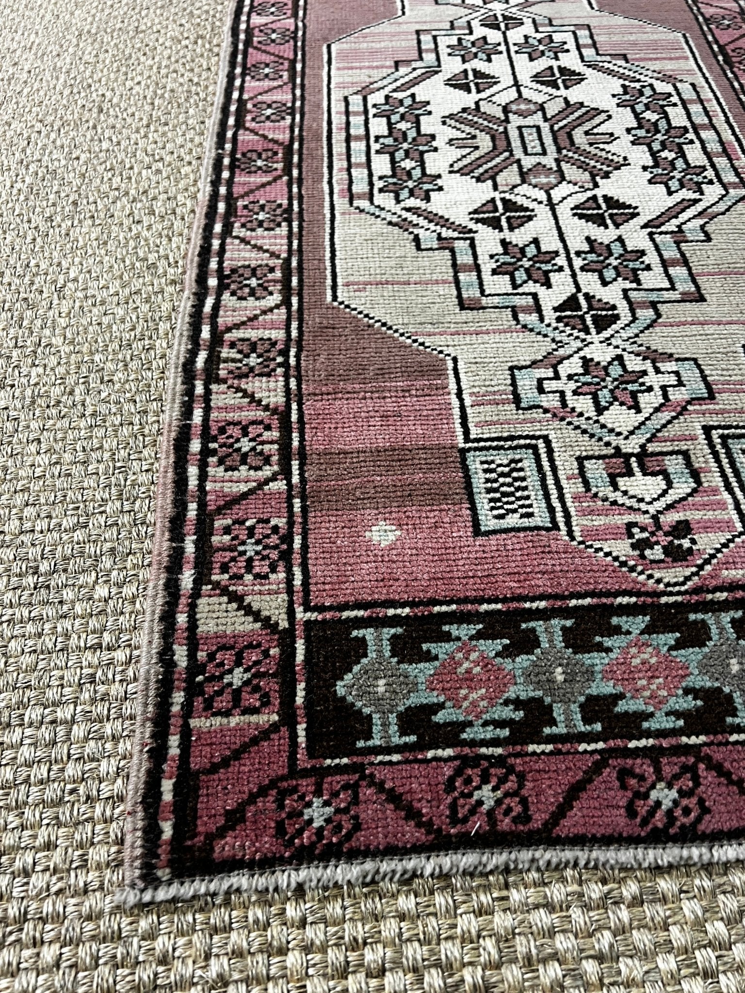 Vintage 1.9x3.7 Turkish Oushak Rust and Beige Small Rug | Banana Manor Rug Factory Outlet