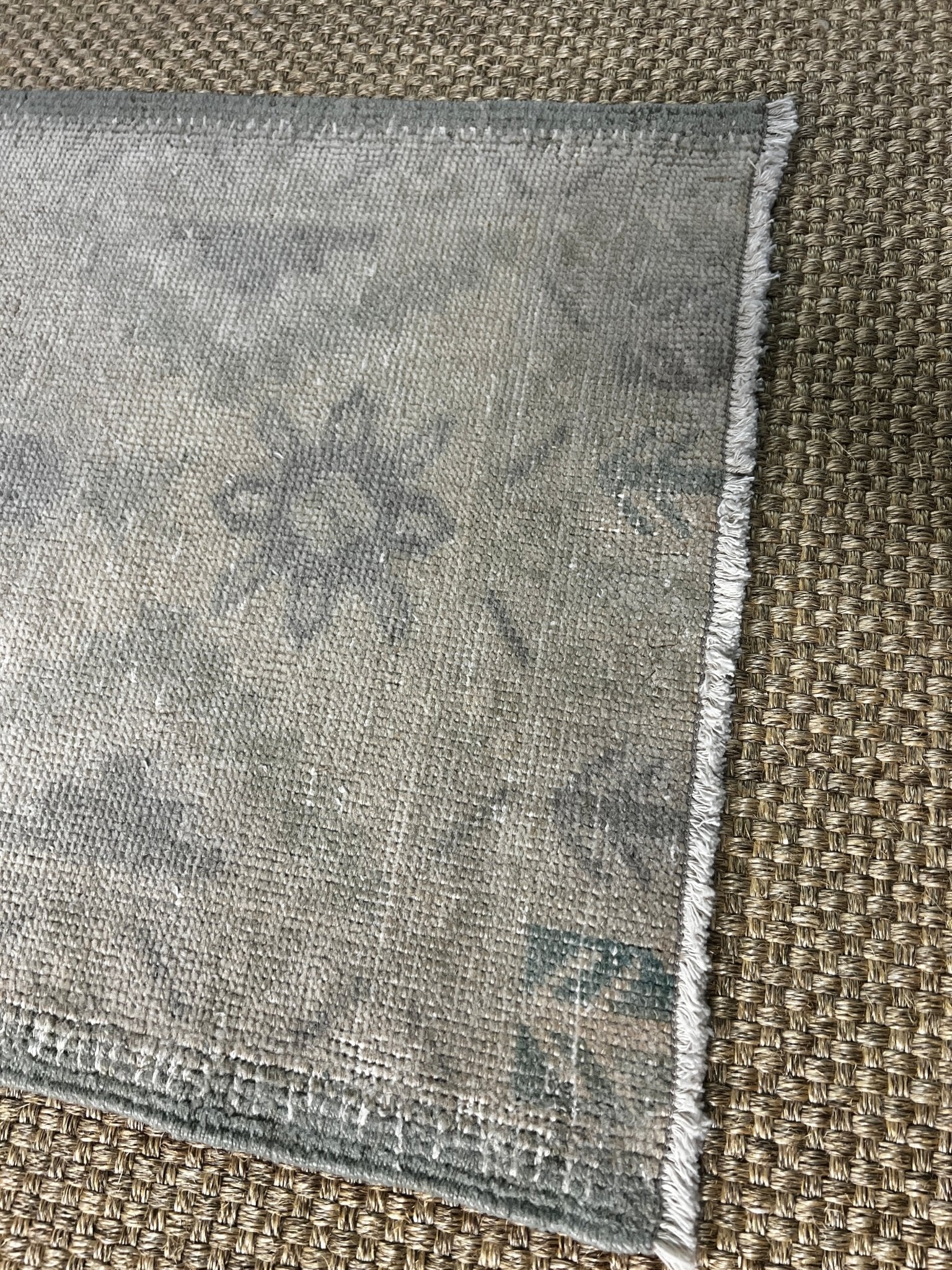 Vintage 1.9x3.8 Turkish Oushak Beige and Gray Small Rug | Banana Manor Rug Factory Outlet