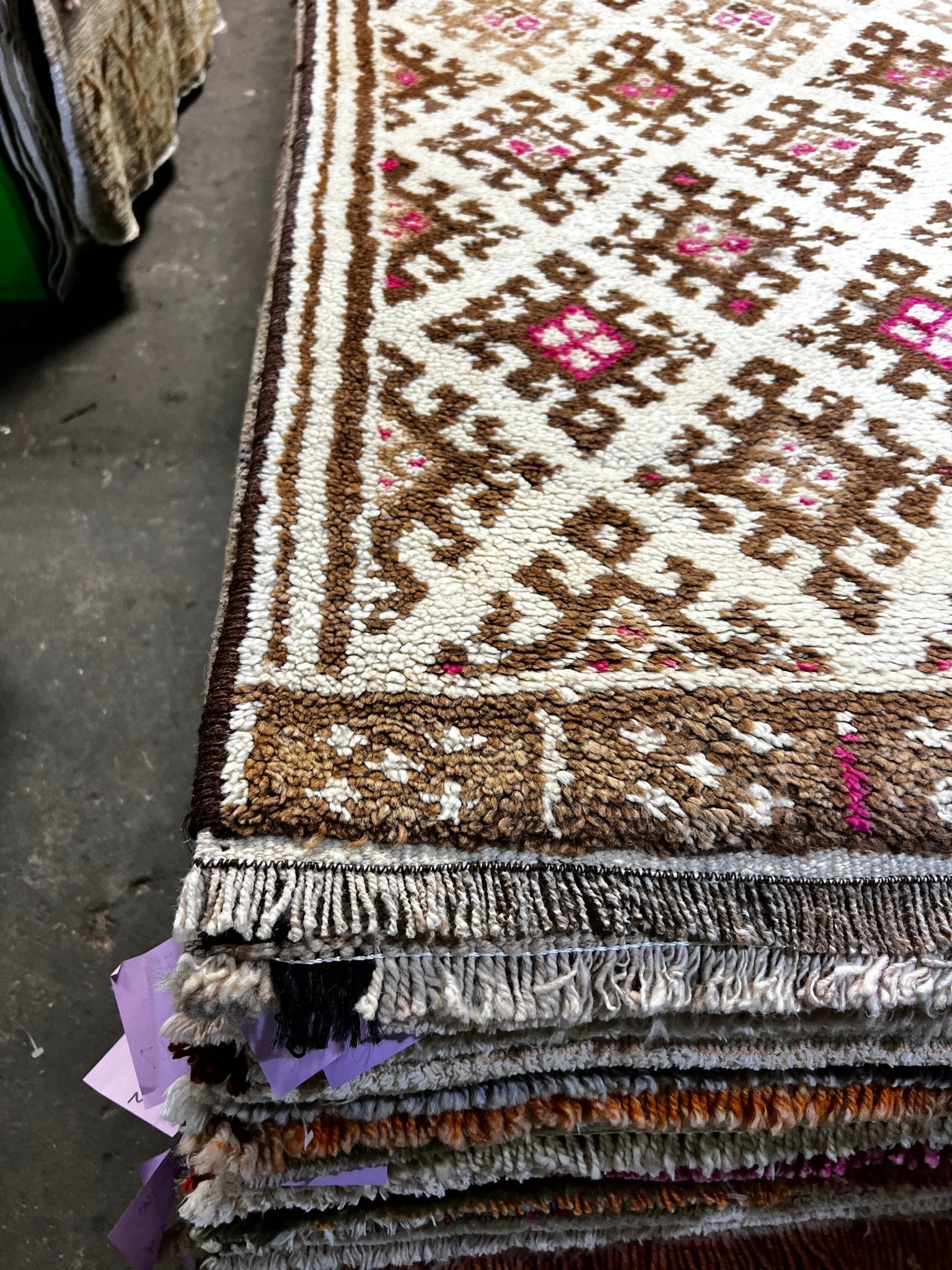 Vintage 2.10x11.9 Ivory and Brown Turkish Runner | Banana Manor Rug Factory Outlet