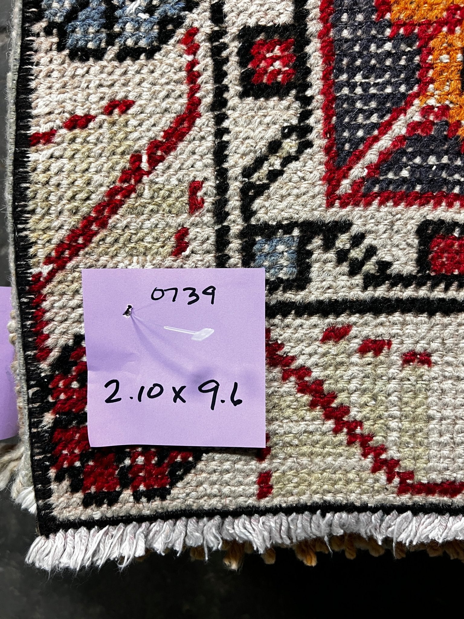 Vintage 2.10x9.6 Red and Ivory Turkish Oushak Runner | Banana Manor Rug Factory Outlet