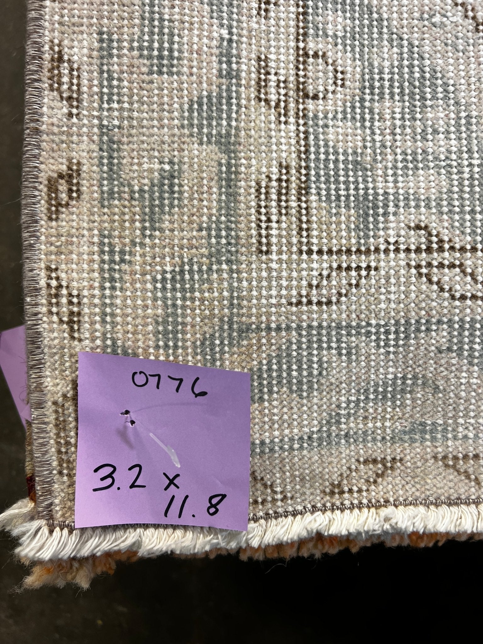 Vintage 2.11x12.1 Light Beige and Blue Turkish Oushak Runner | Banana Manor Rug Factory Outlet